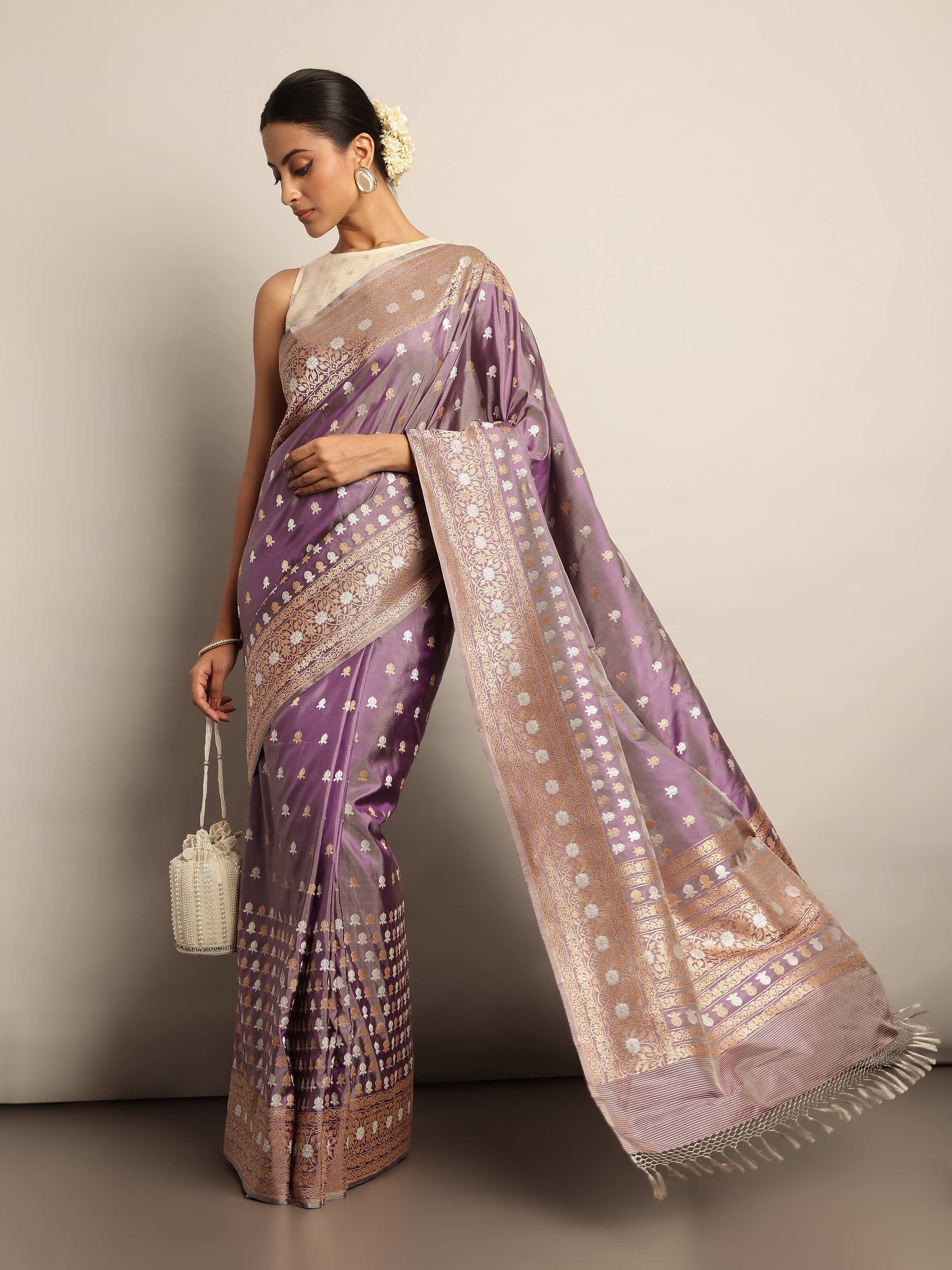 Light Purple Silk Banarasi Saree