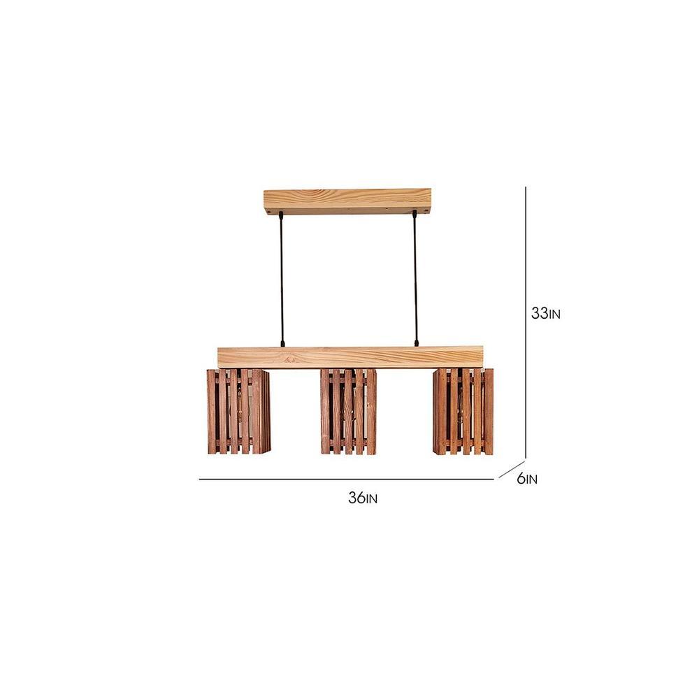Elegant Beige Solid Wood Cluster Hanging Light