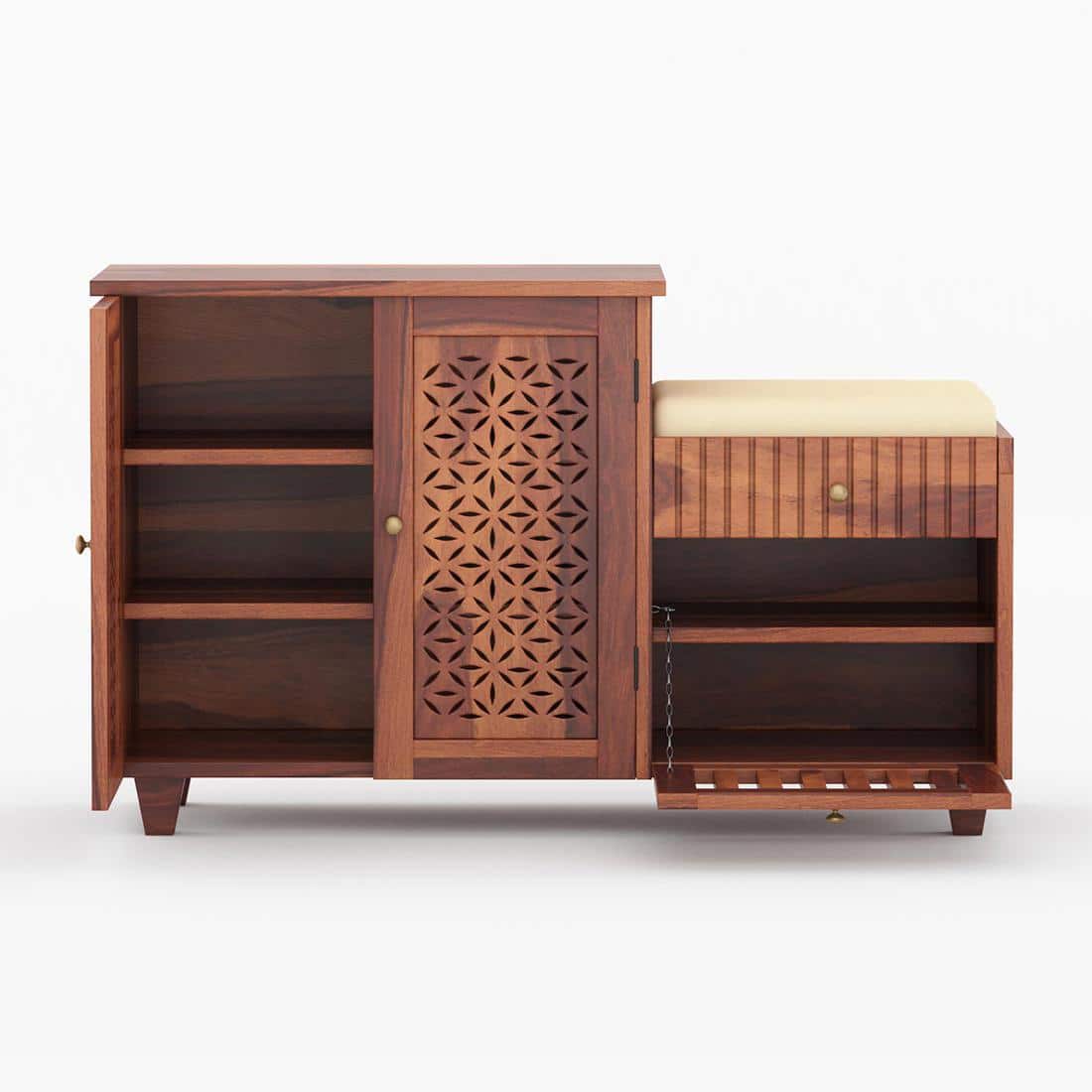 Cayman Shoe Rack Of 20 Pairs In Honey Oak Color