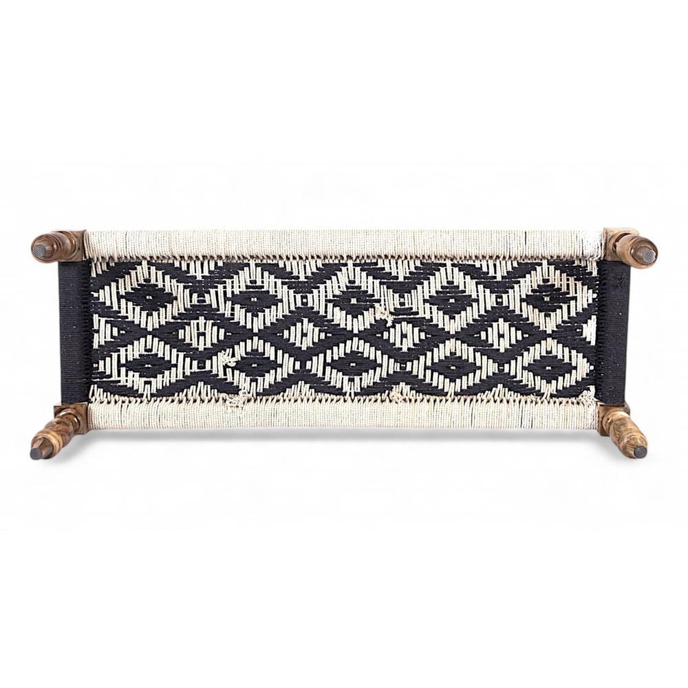 Hamilton Solid Wood Maachi Bench In Black & White Canning