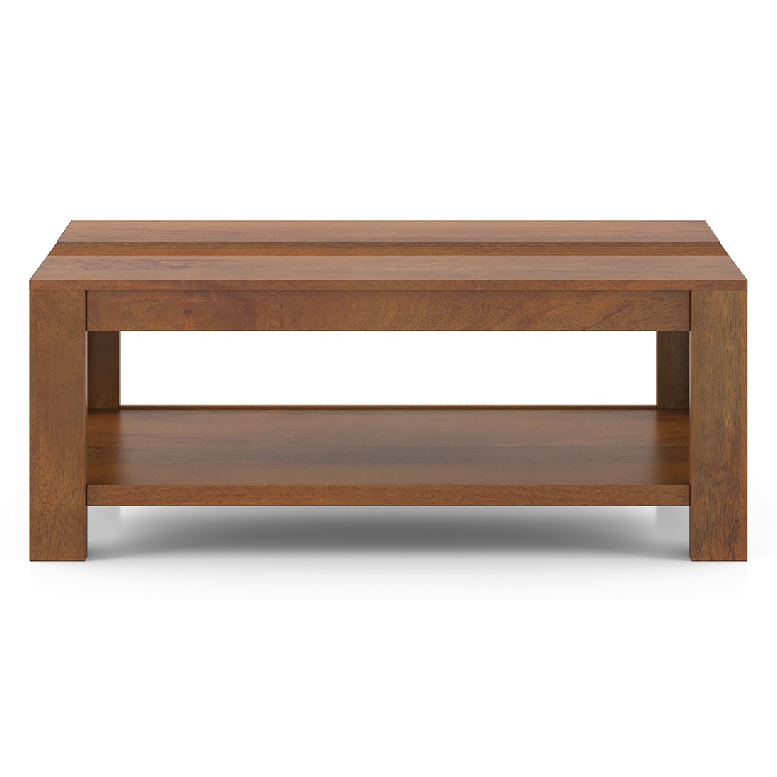 Striado Rectangular Solid Wood Coffee Table In Amber Walnut Finish