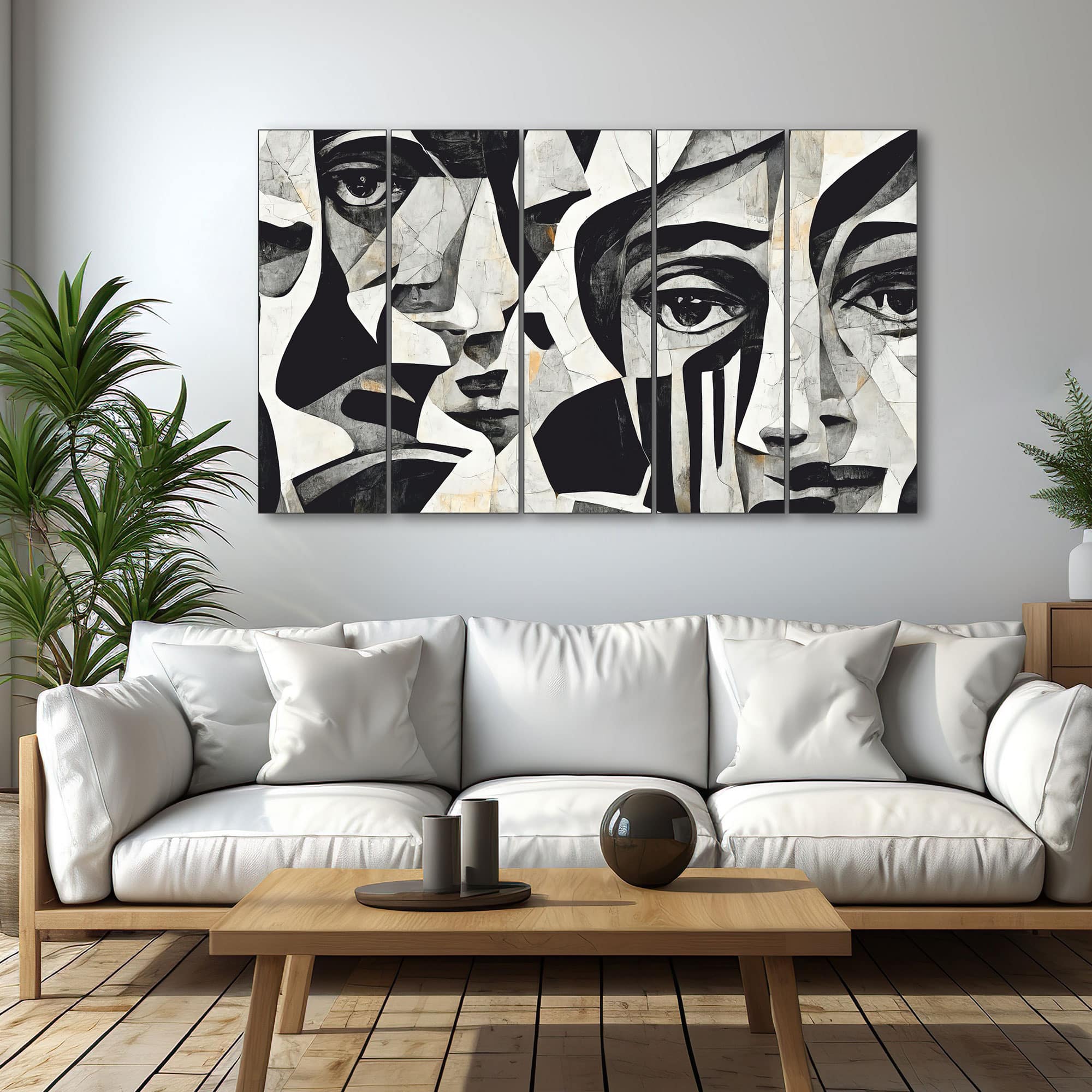 The Castle Decor Mosaic Faces Wall Art Set of 5 27x48 Inch - The Castle Decor