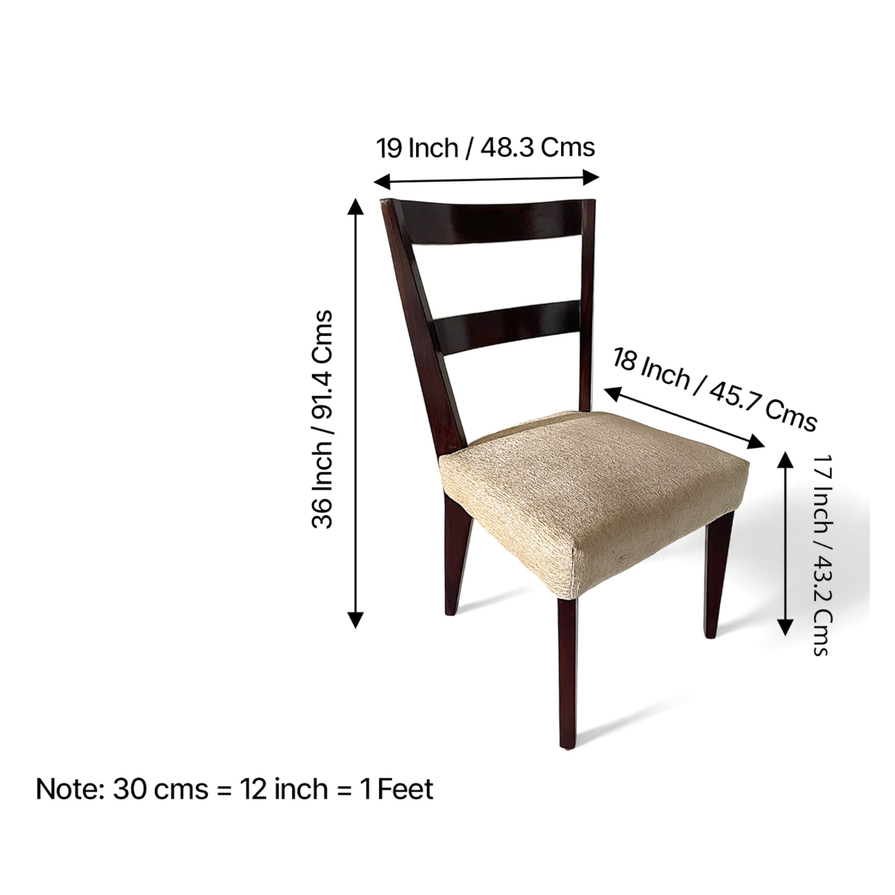 Newport wood Dining Chair in Beige Mossy Fabric Cushioning with DARK WALNUT FINISH