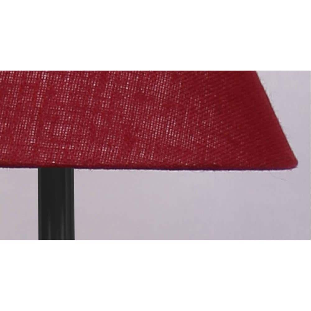 Darren Maroon Natural Fiber Shade Floor Lamp with Black Iron Base