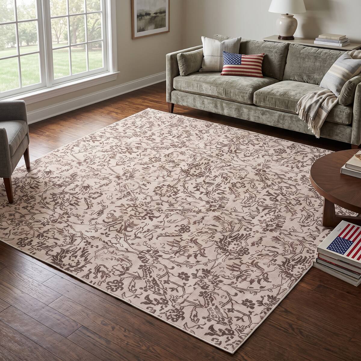 Neulooms Handloom Knotted Reversible Flatweave Square Rug Chocolate Brown or Ivory 5x5