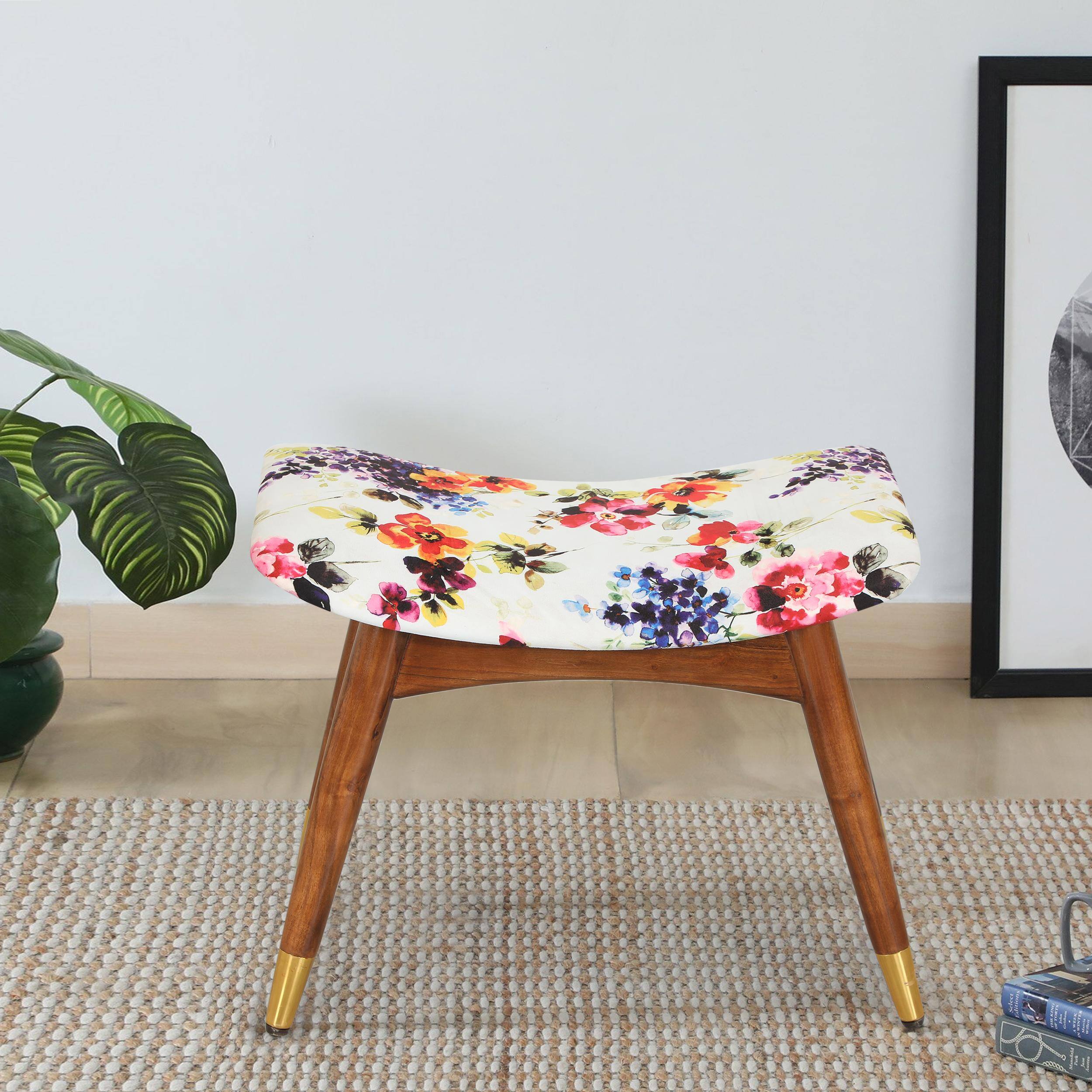 Zuno Multicolor Floral Print Seating Stool