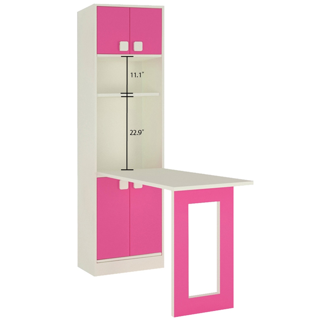 Royale Kids Folding Study Desk cum Bookshelf in Barbie Pink Colour