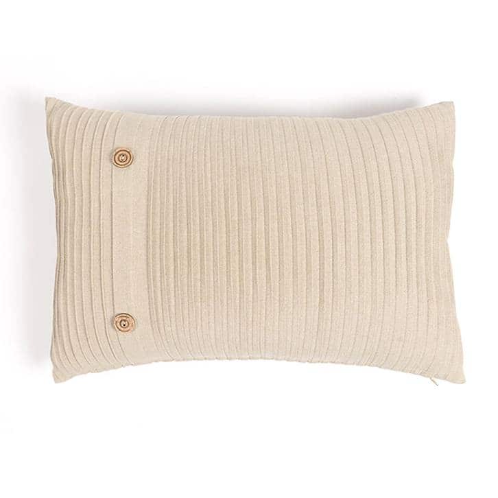 Pleated Cotton Beige Lumbar Cushion Cover - Urban Ladder