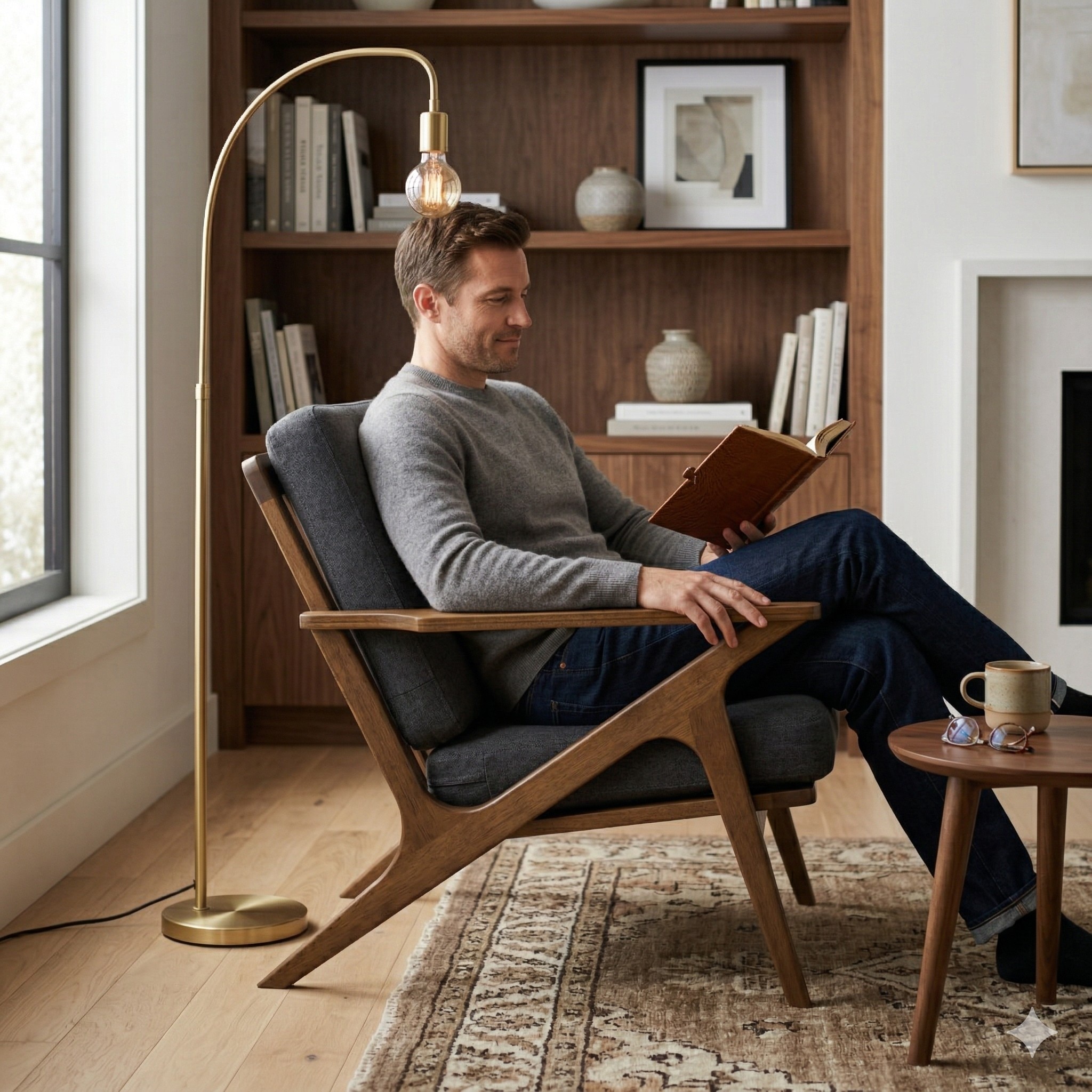 Scandinavian Aston One Seater Sofa Brown Walnut Finish - Nestnordic