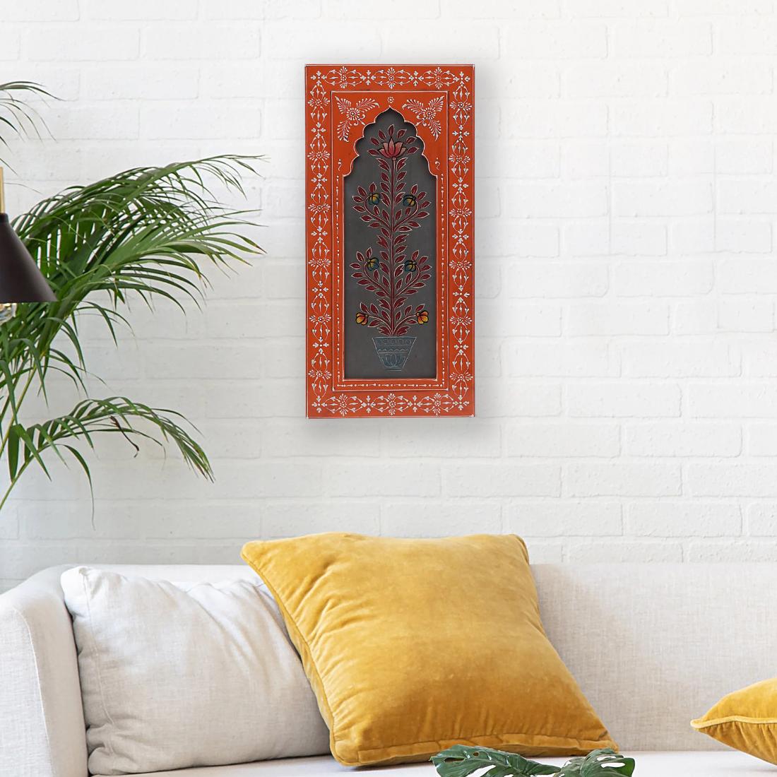 Desert Art MDF Handpainted Red Rectangle Wall Hanging Frame-image-12