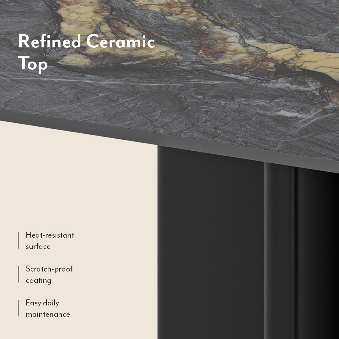 Rosen 6 Seater Ceramic Dining Table With Doris Dining Chairs Set