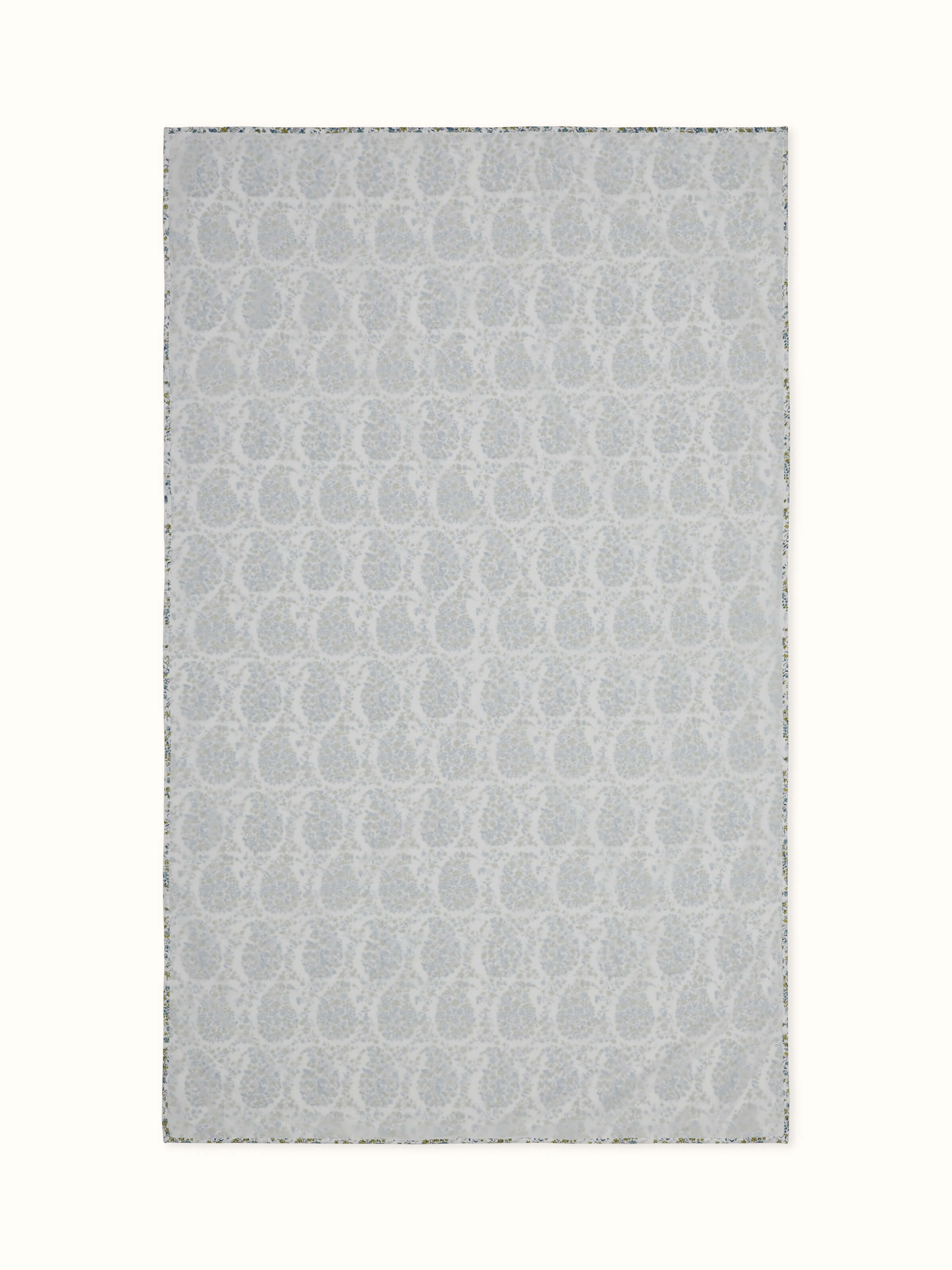 ront view of blue paisley Sanganeri block printed dohar in soft cotton for single bed.