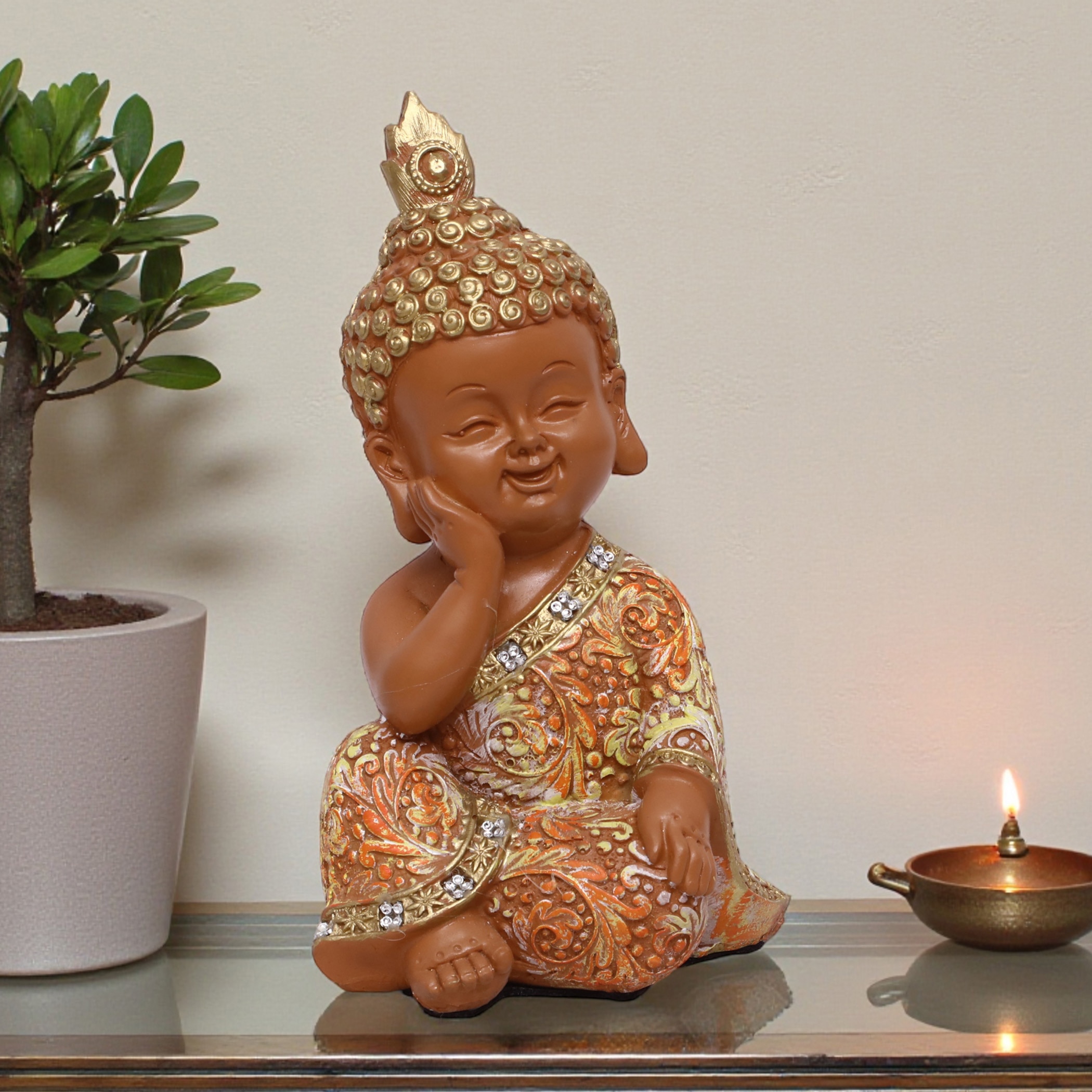 VEDAS Polyresin  Figurine in Orange Colour - Vedas