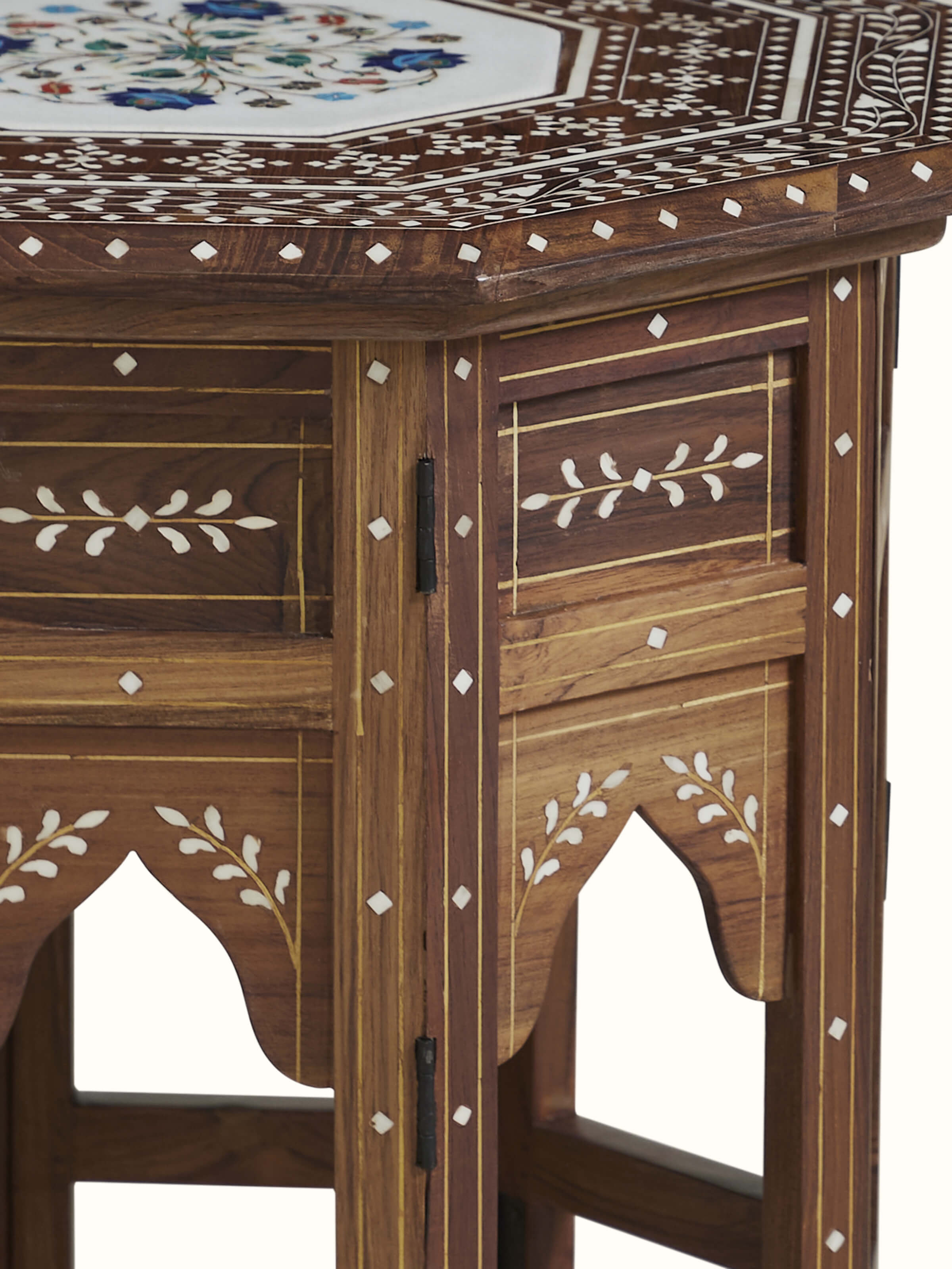 Detail shot of Pacchikari Teak Wood End & Side Table