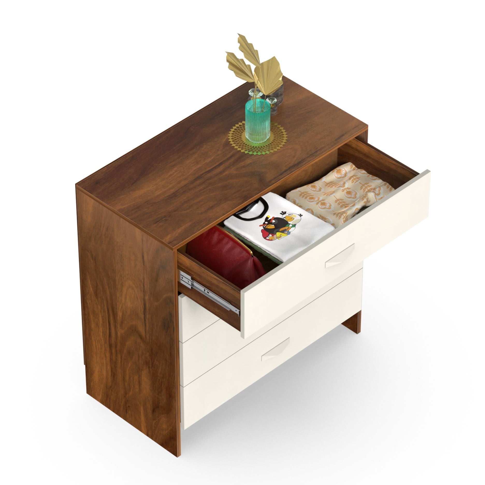 BLUEWUD Colove Engineered Wood Multipurpose Modular Chest of Drawers, Wooden Drawer Storage Organizer Cabinet for Living Room Bedroom Home Furniture (Brown Maple & White)