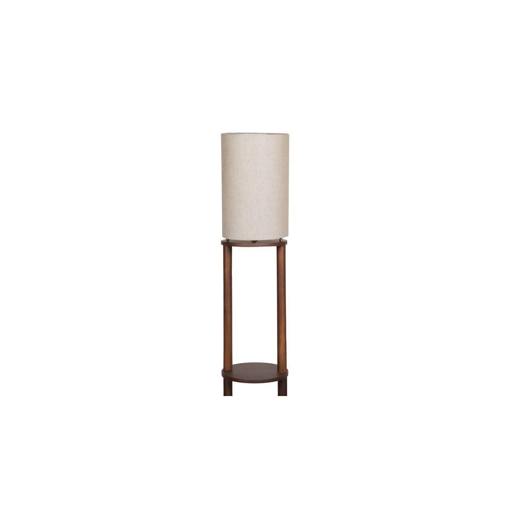 Django Grey Jute Floor Lamp with Solid Wood