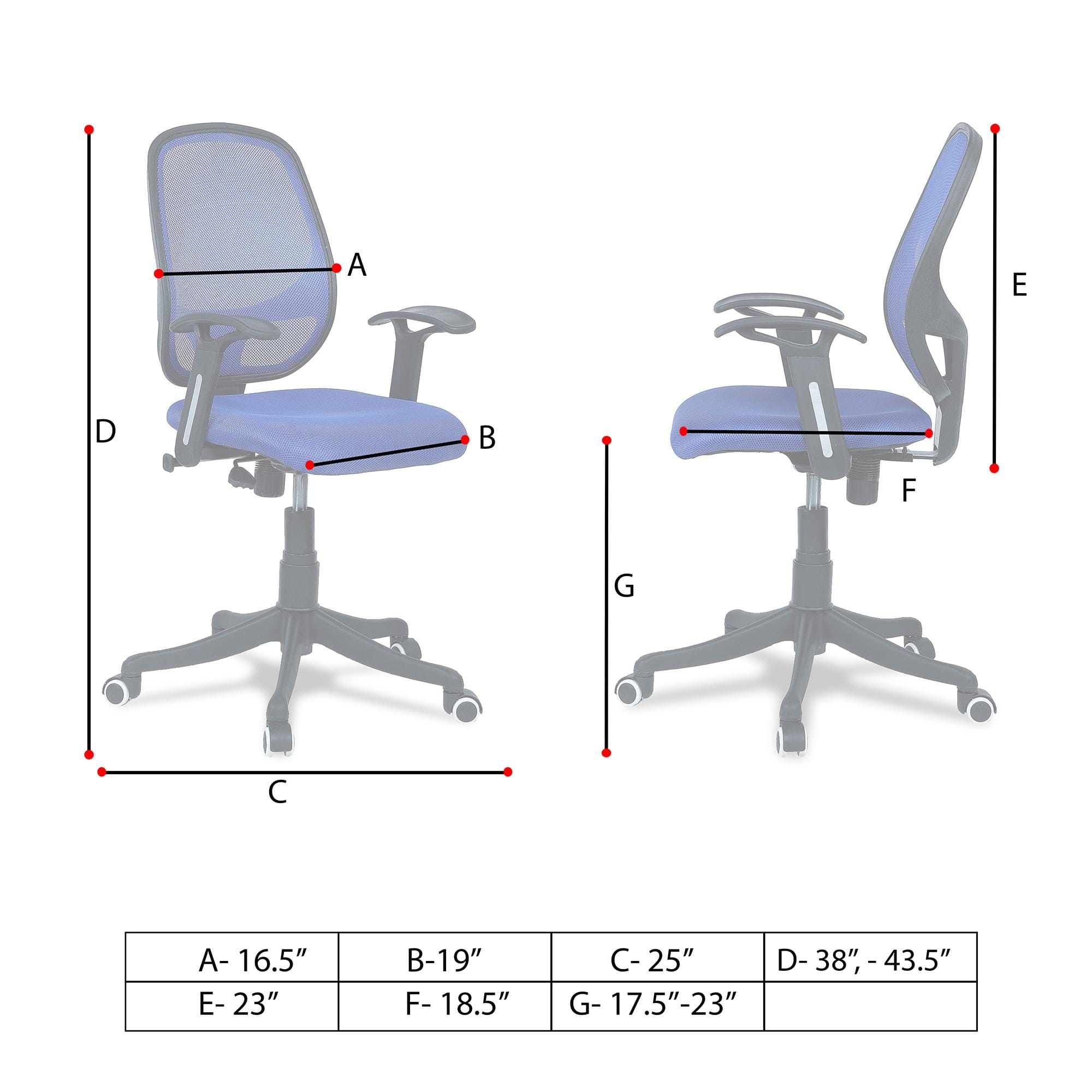 Goolda Low Back Ergonomic Chair in Blue Colour