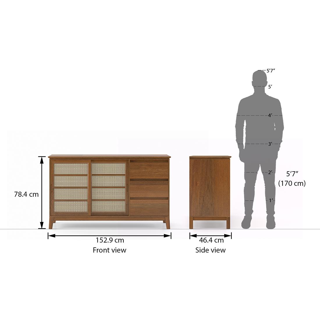Fujiwara Solid Wood Sideboard in Amber Walnut Finish