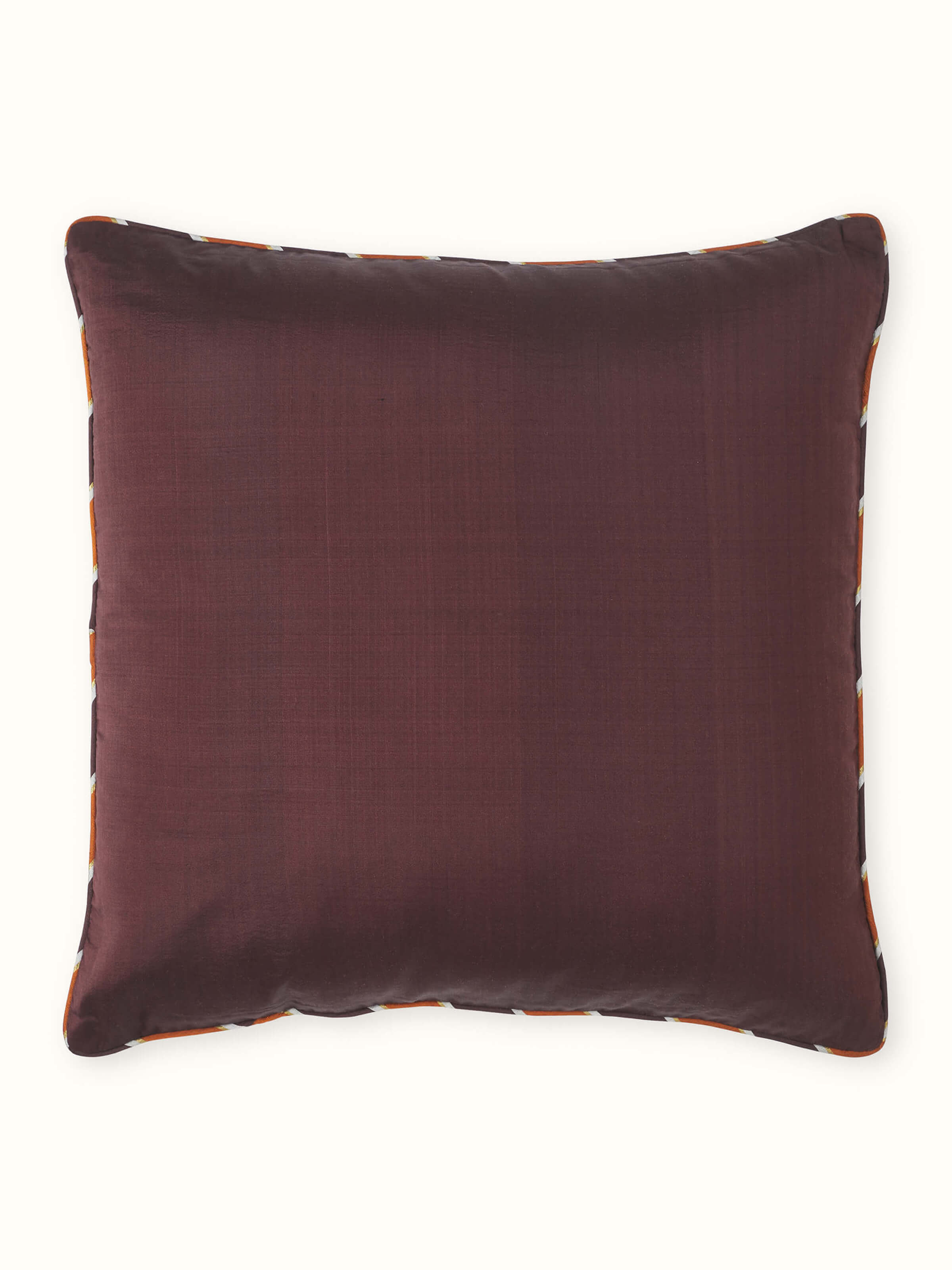 Bhoomi Coffee Solid Silk Odisha Handloom Ikat Cushion Cover