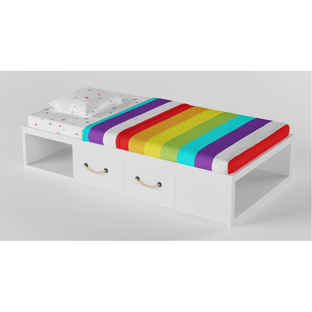 Collected Cool Engineered Wood Box Storage Bed in White Colour