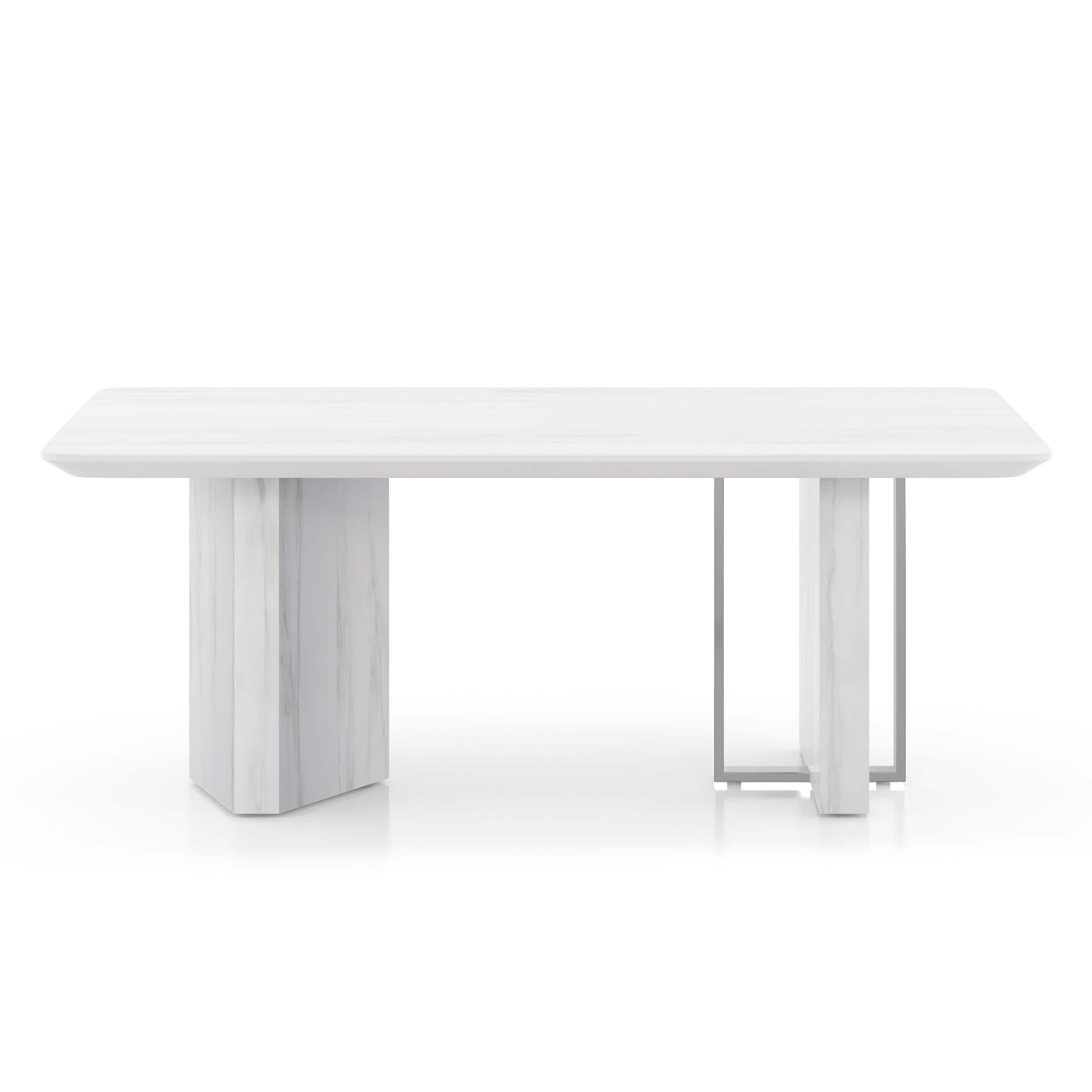 Nova Faux Marble 6 Seater Dining Table With Set Of 6 Megan Swivel Dining Chairs