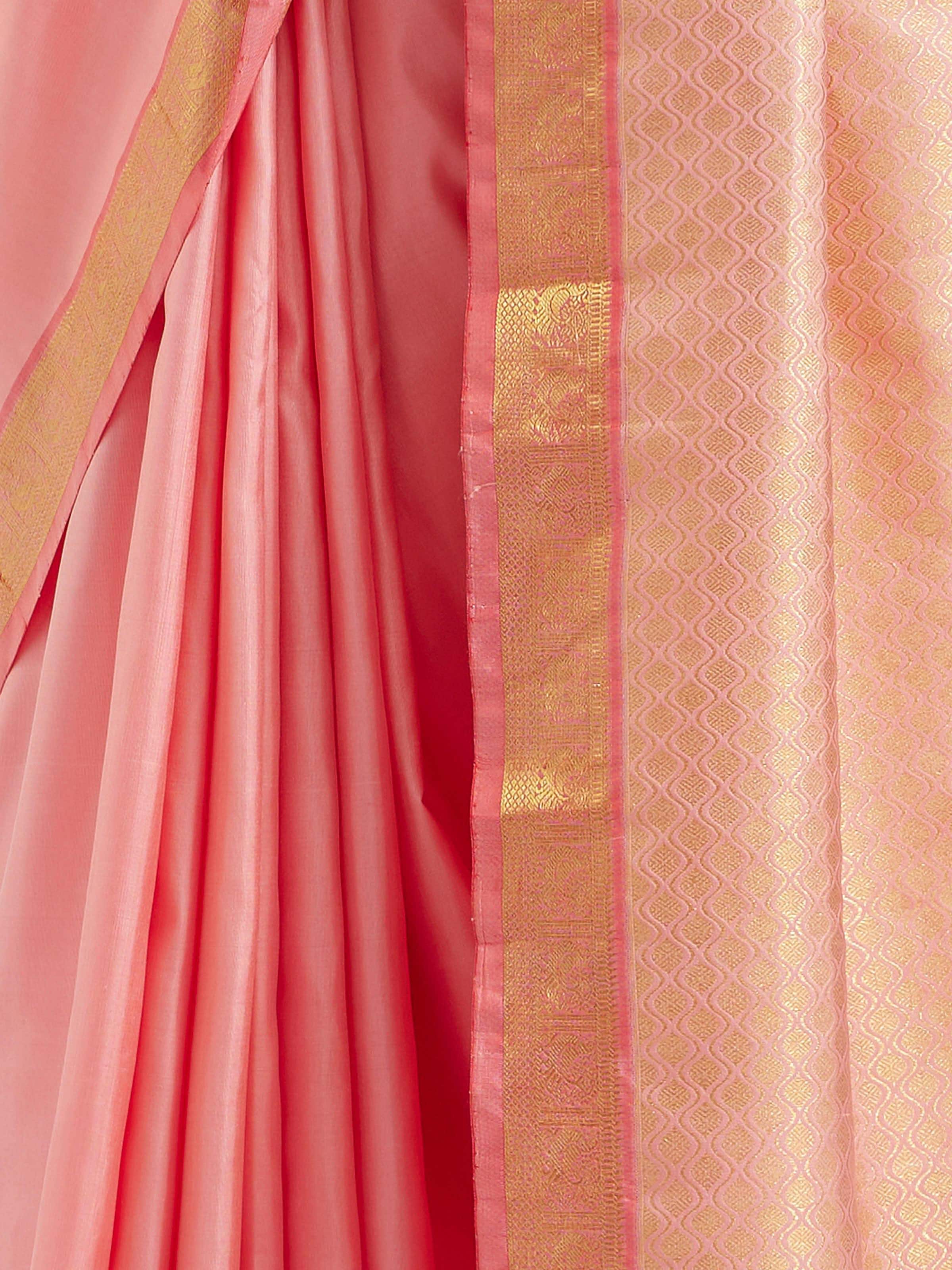 Peach Silk Dharmavaram Saree