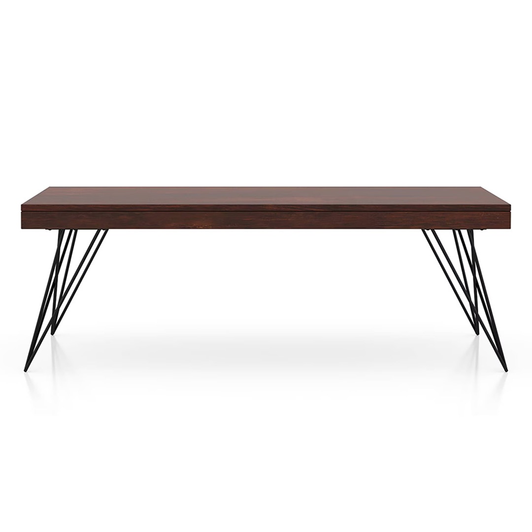 Dyson Rectangular Metal Coffee Table In Walnut Finish