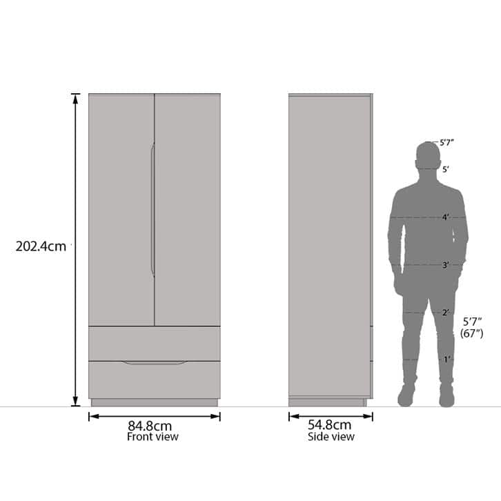 Baltoro Engineered Wood 2 Door Wardrobe in White Finish
