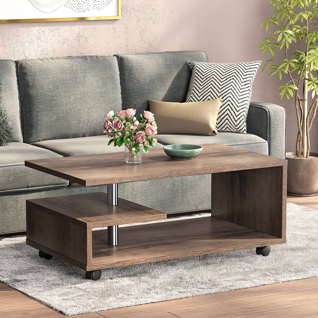 Lorelai Coffee Table - Mud Oak - Urban Ladder