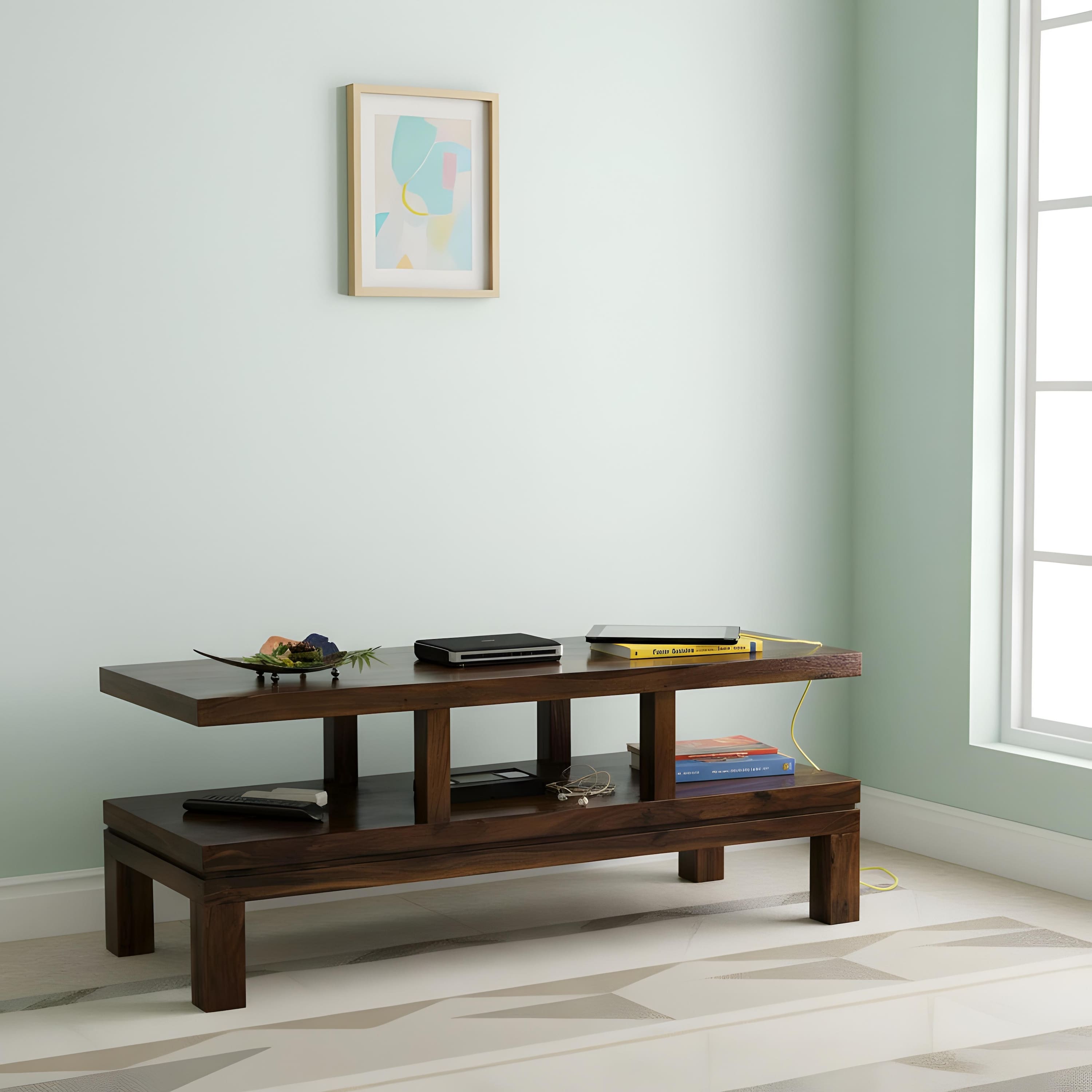 Allen Sheesham Wood TV Entertainment Unit in Mahogany Finish