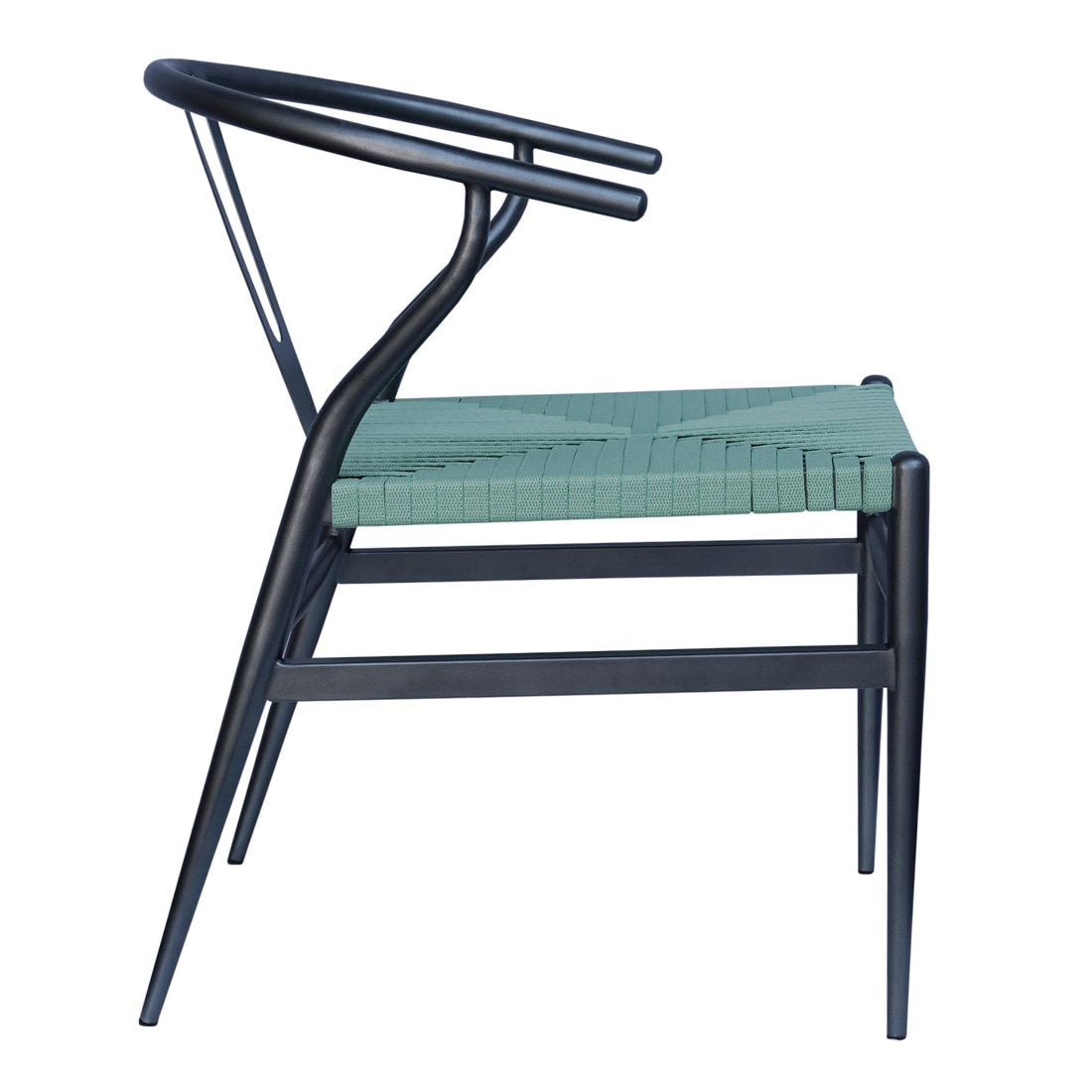 Sigma Wishbone Metal Dining Weaving Chair Gun Metal in Grey