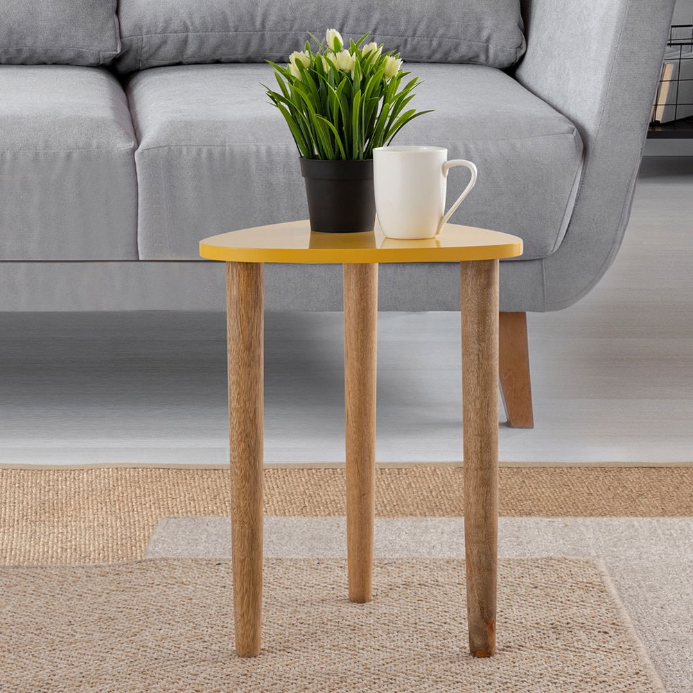 Metalsmith Elegant Side Table – Solid Wood, Yellow Finish - Metalsmith