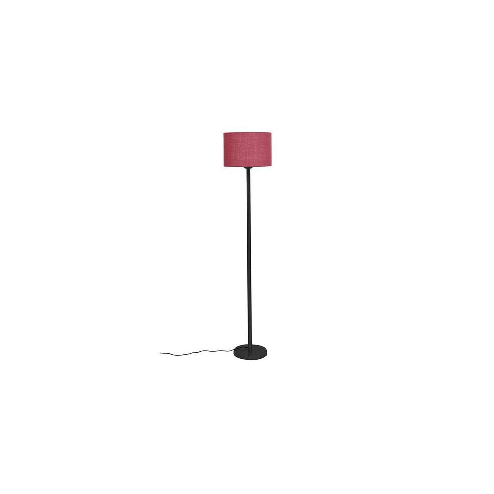 Jefferson Pink Fabric Shade Floor Lamp with Black Iron Base
