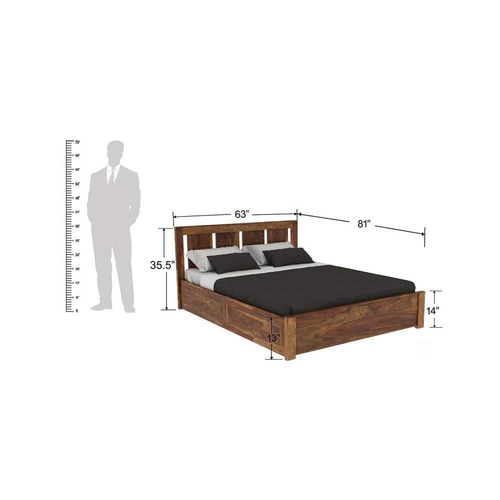 Sable Solid Wood Queen Box Storage Platform Bed In Provincial Teak Finish