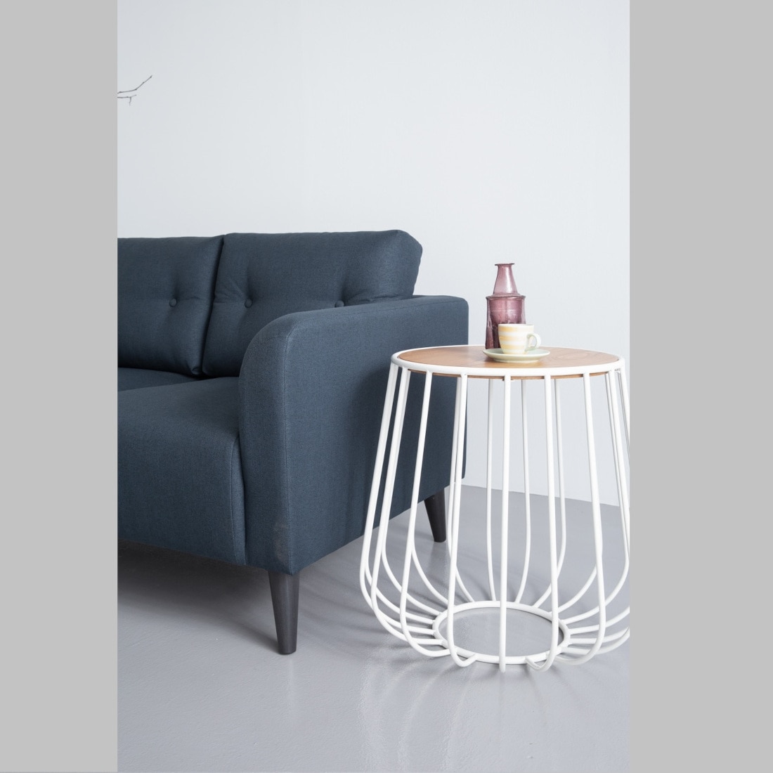 Scandinavian Gabbia Round Side Table White Matte Finish - Nestnordic
