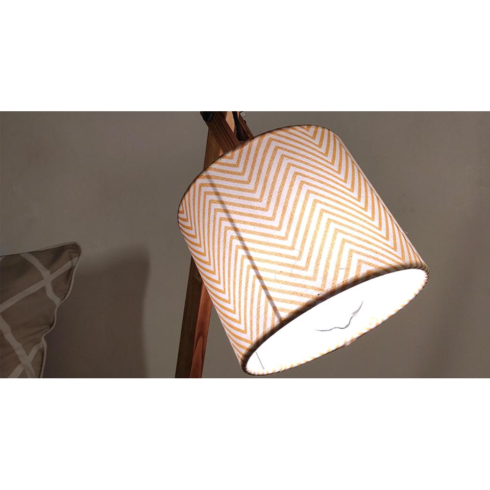 Emphasis Wooden Table Lamp with Brown Base and Yellow Fabric Lampshade