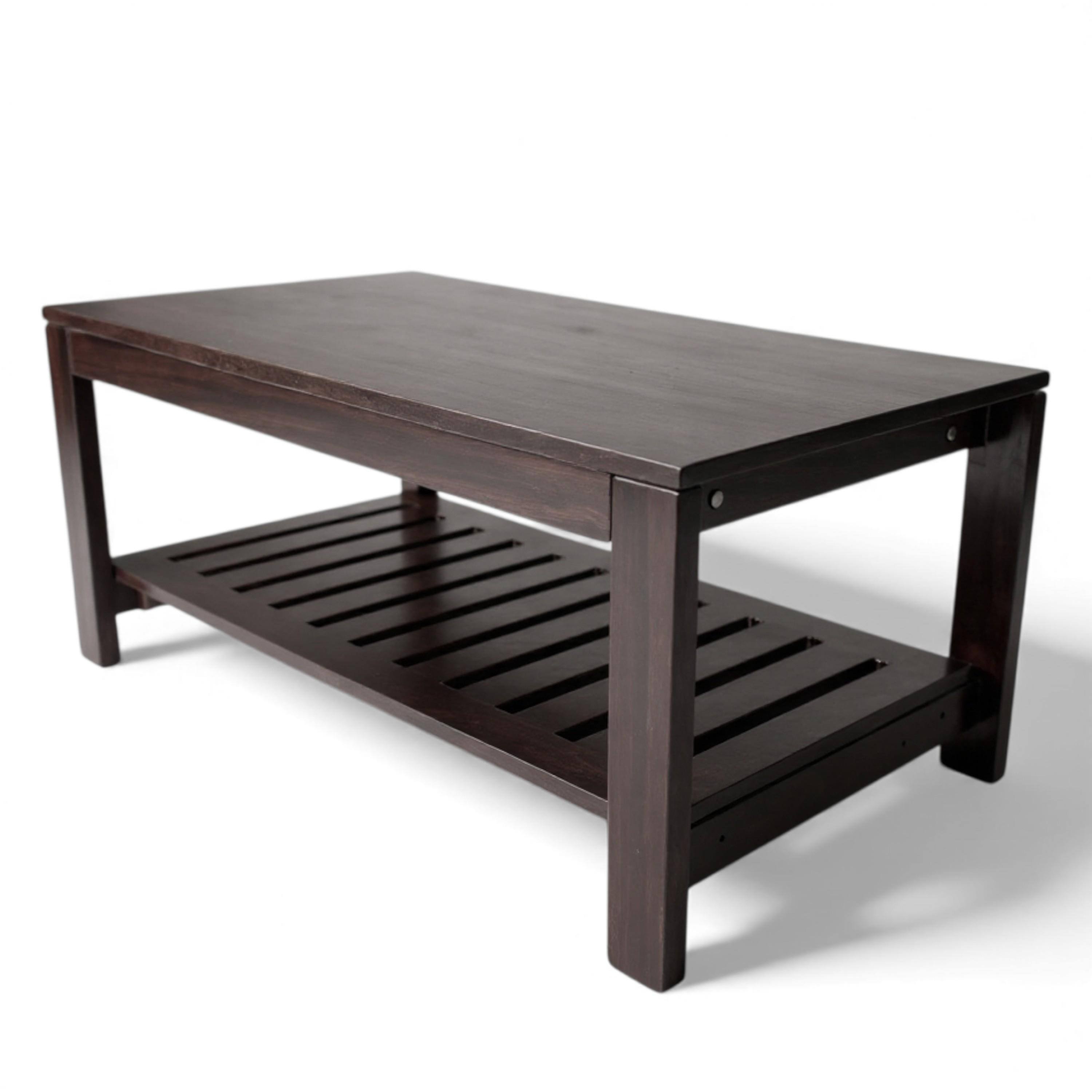 Piante Sheesham Wood Accent Rectangle Coffee Table In Dark Mahagony Finish