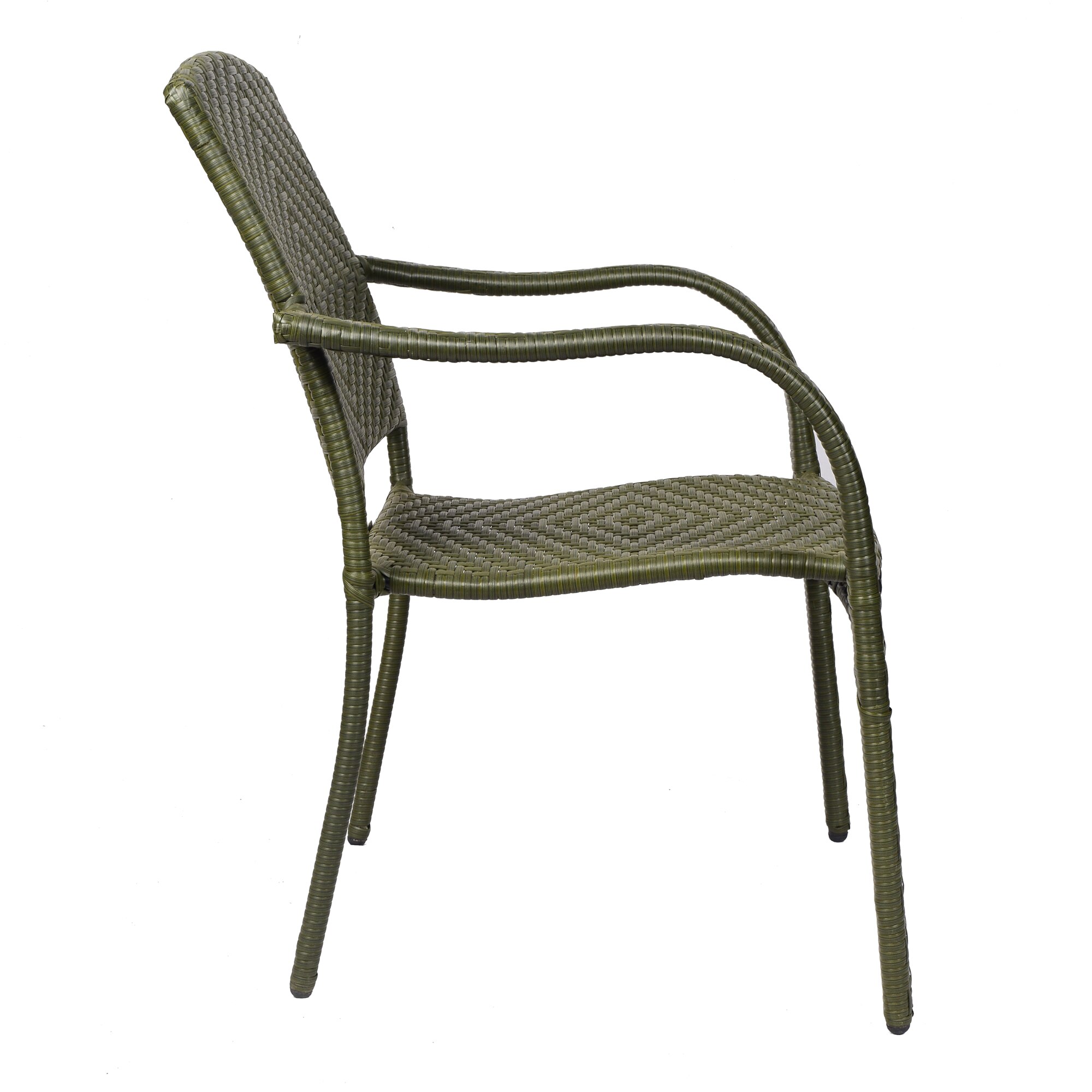 Wagga Wagga Wicker Table And Chair Set In  Dark Dreen Dual Tone Finish