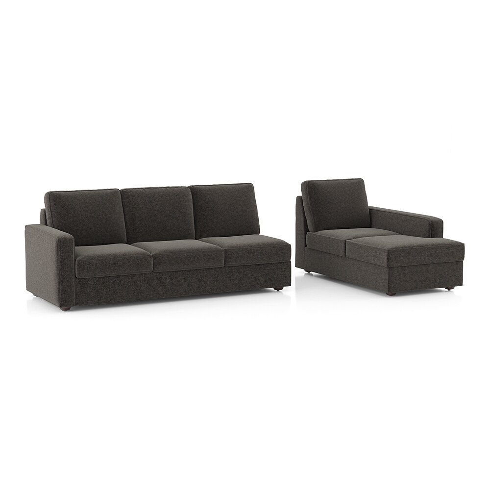 Apollo Sofa (Colour : Smoke, Cushion : Hard, Back Type : Regular, Seating Capacity : Right Aligned 3 Seater + Right Aligned Chaise + Ottoman)