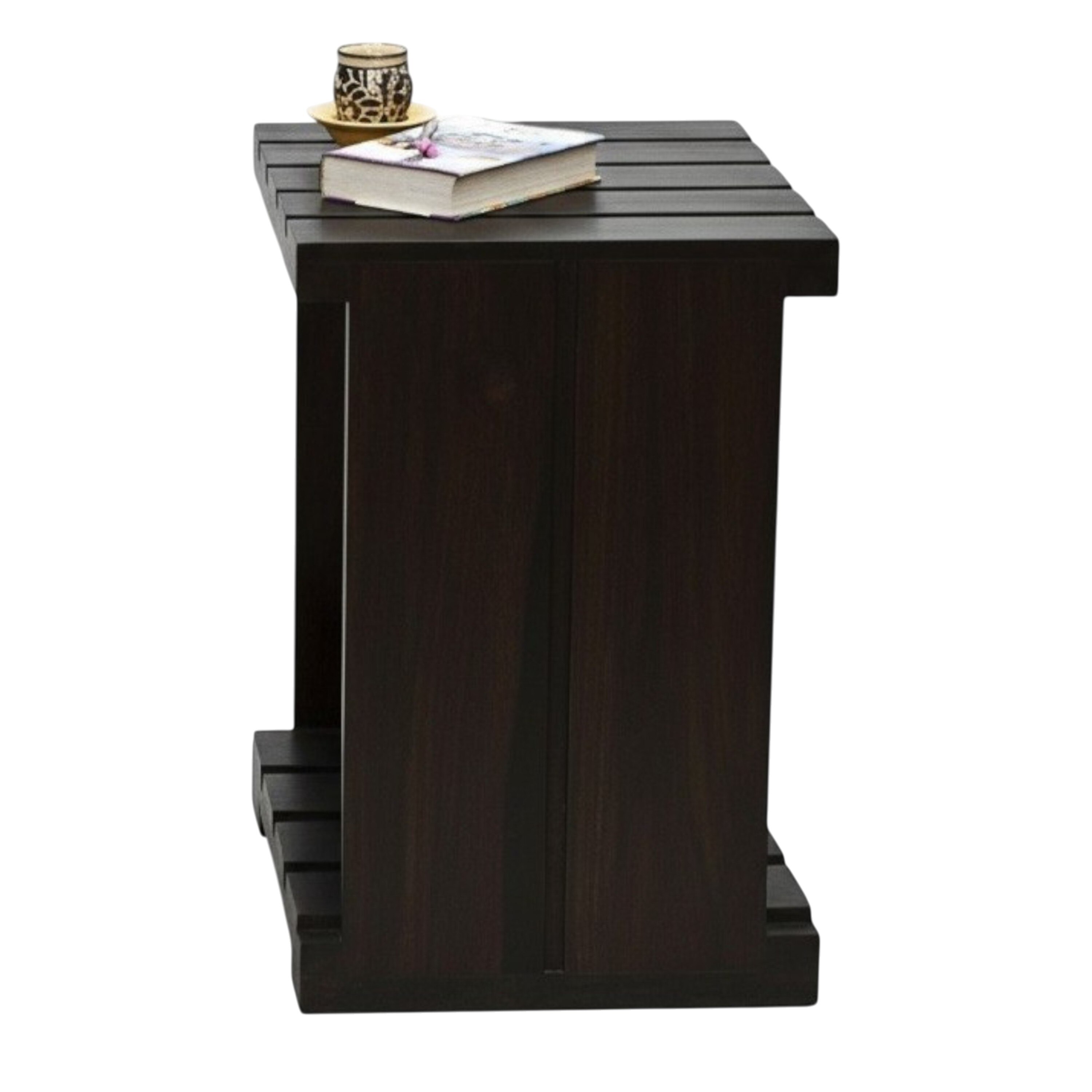 Arista Sheesham Wood Bedside Table in Mahogany Finish