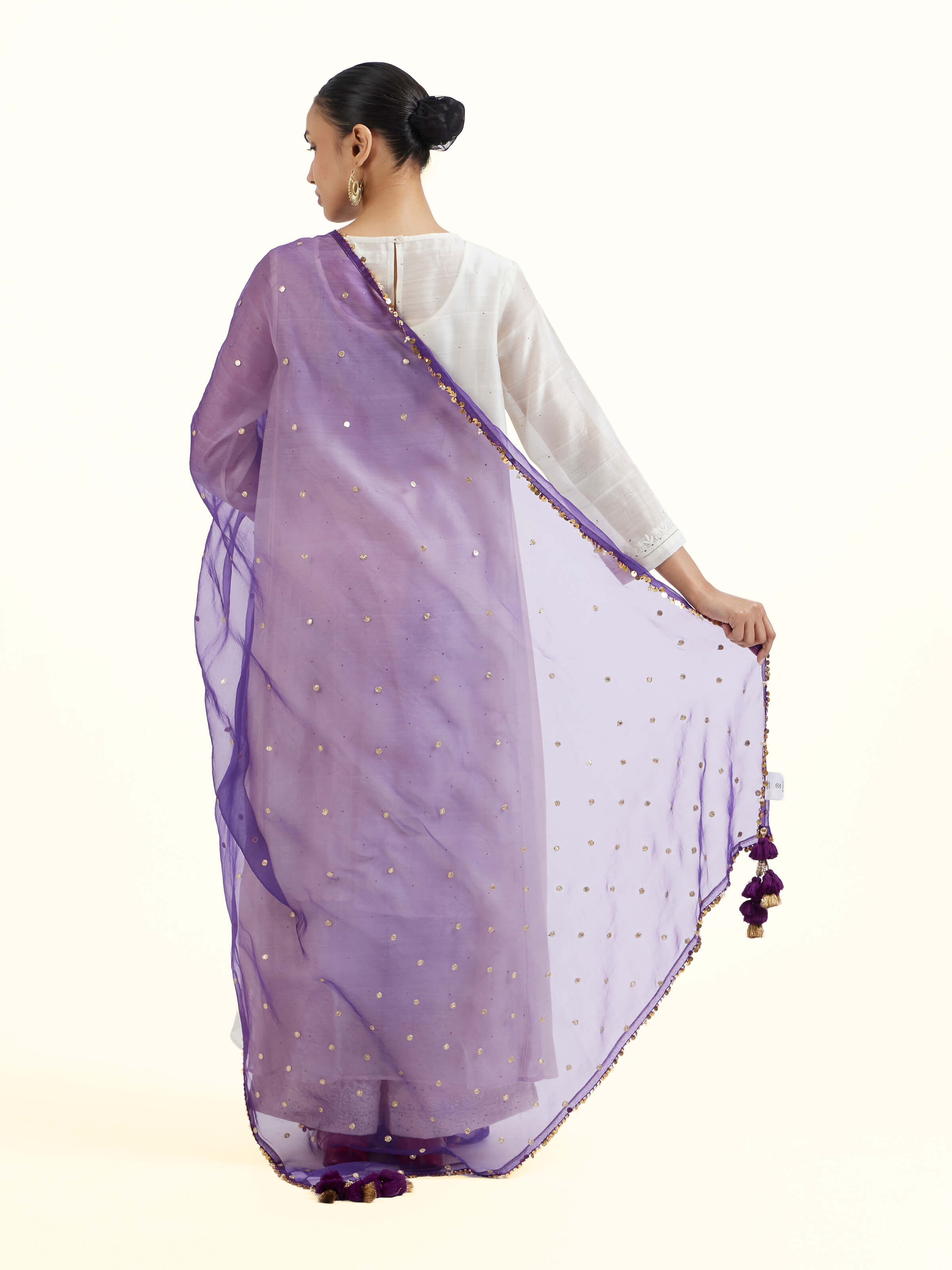 Purple Hand Embroidered Dupatta