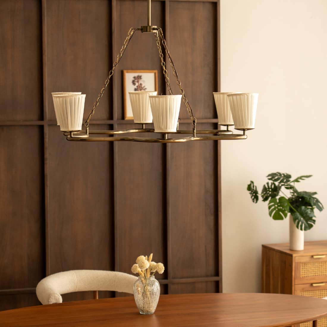 Kaze Handicrafted Chandelier in Golden and White Colour - Orange Tree