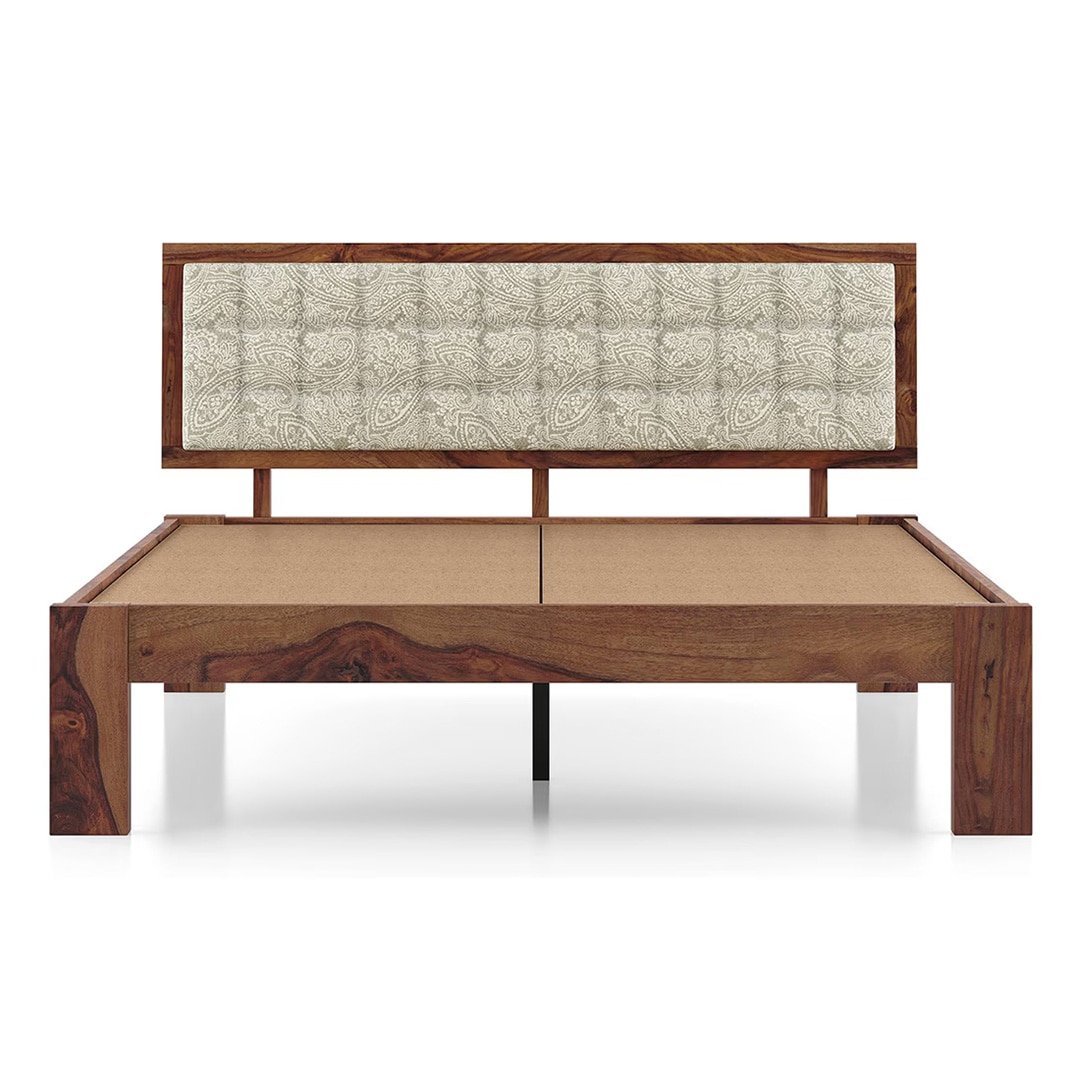 Florence Solid Wood Queen Size Bed In Teak Finish