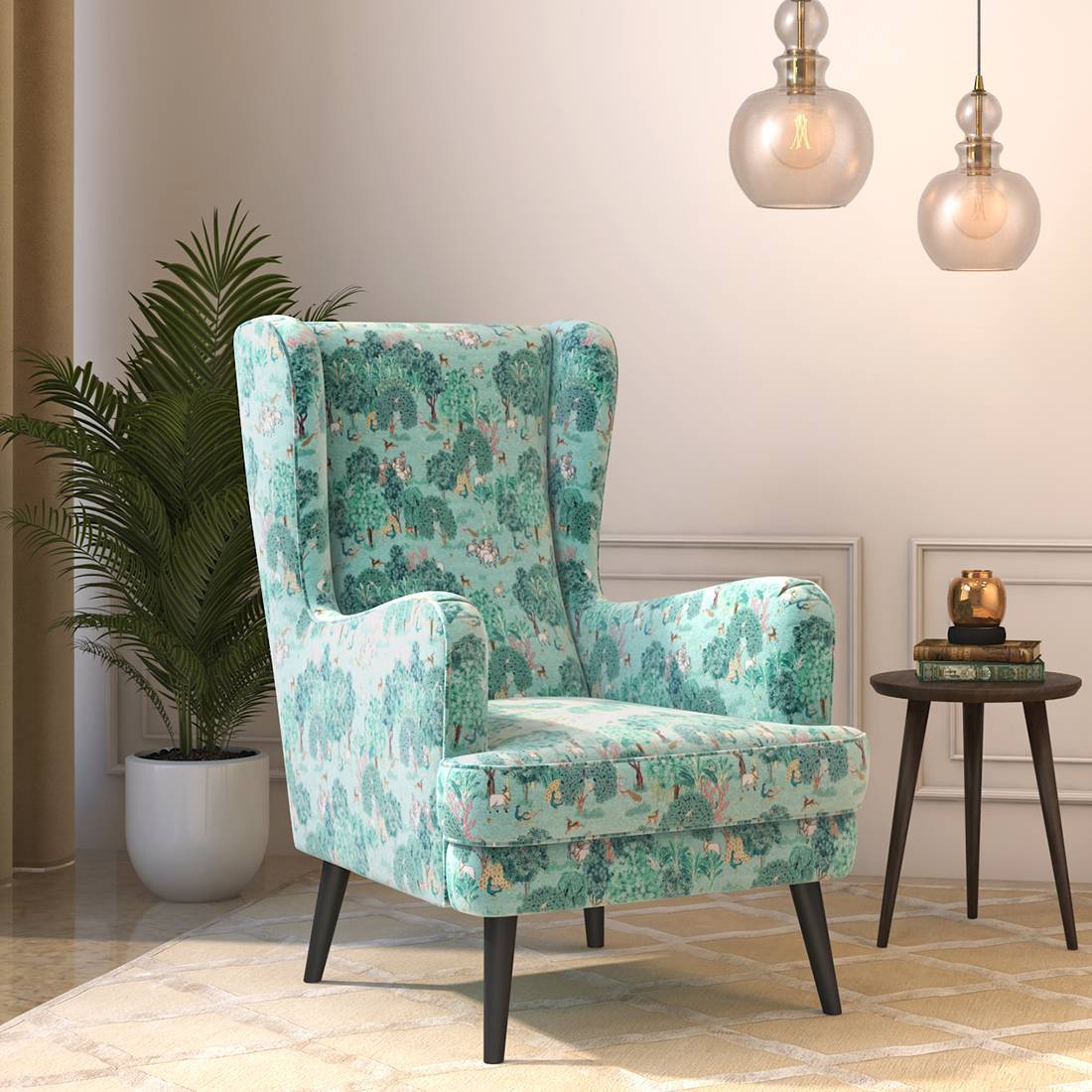 Genoa Wing Chair - Chitra Velvet - Urban Ladder