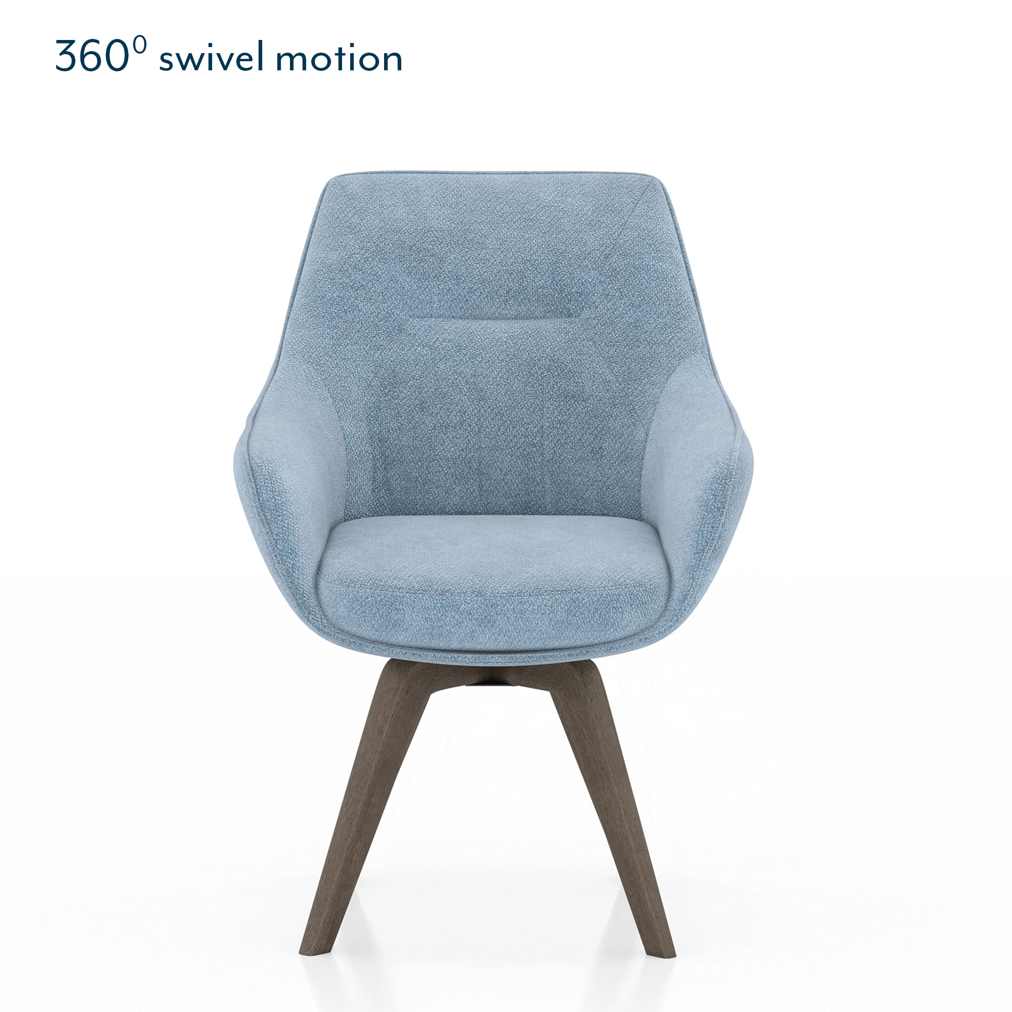 Wella Swivel Solid Wood Dining Chair Set of 2 in Blue Fabric