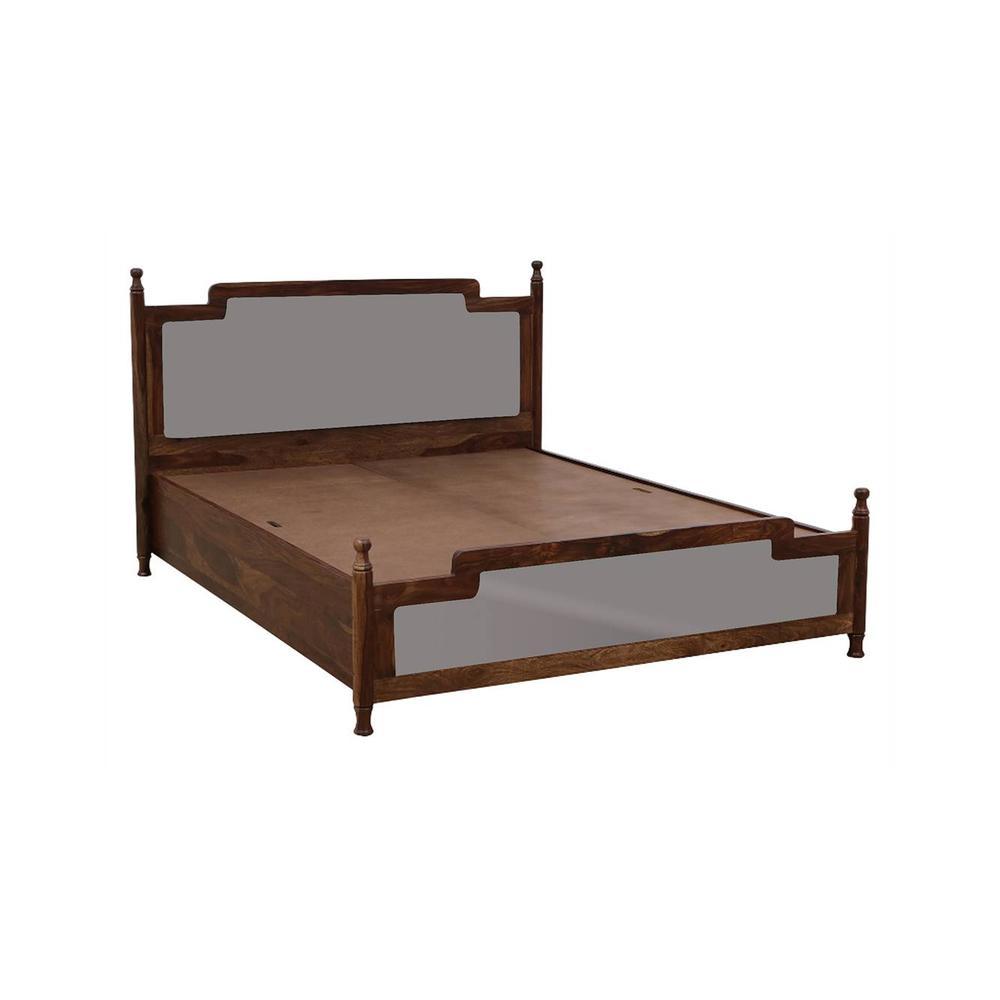 Domino Solid Wood Storage Bed In Turquoise Blue Colour