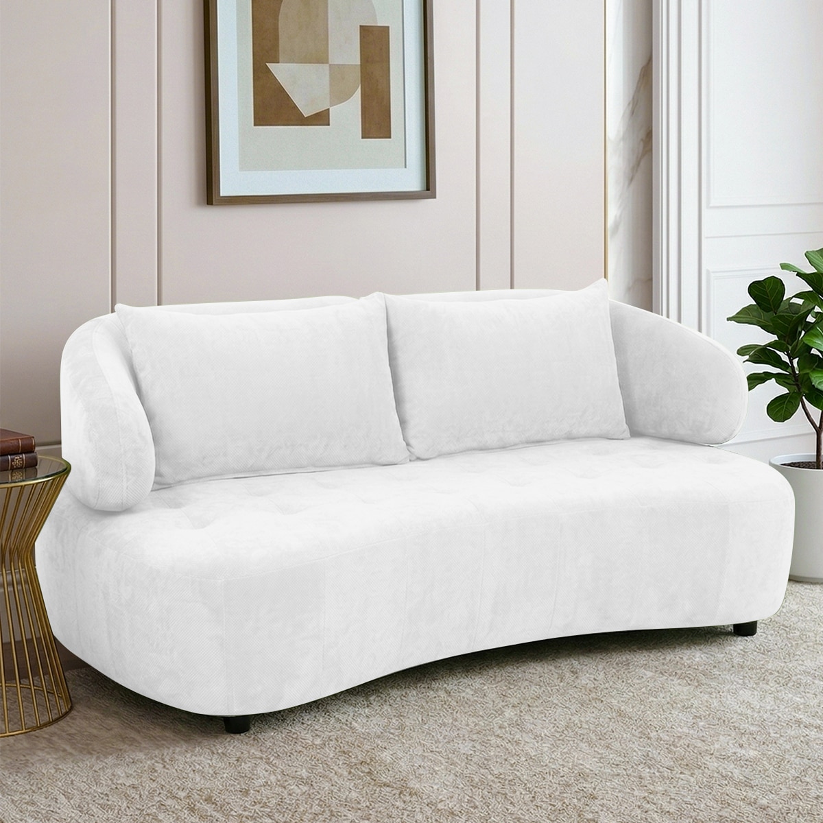 Henry Boucle 2 Seater Sofa in White  Color - Home Lifestylez