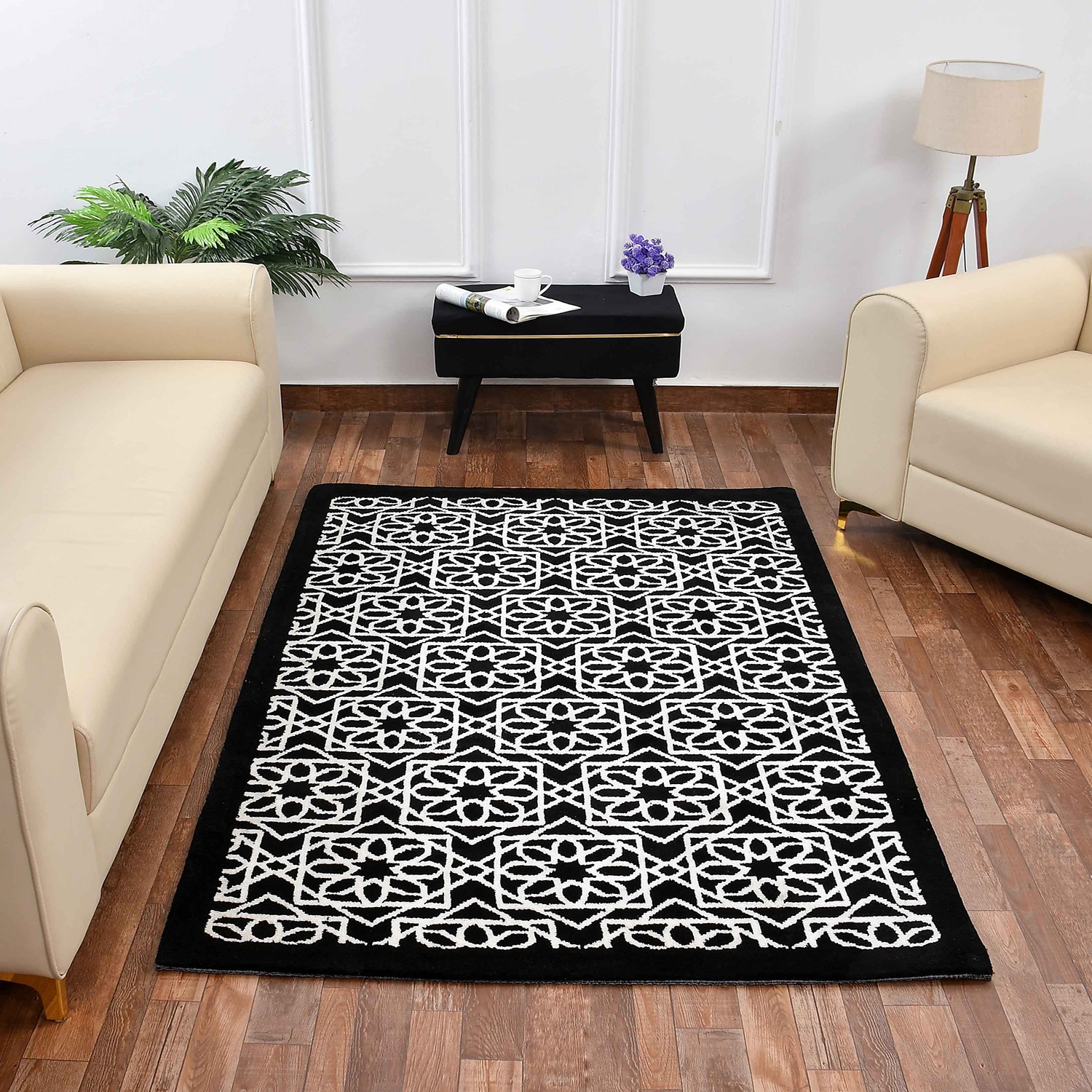 Multicolor Geometric Machine Made Polyester 6 X 9 Feet Carpet