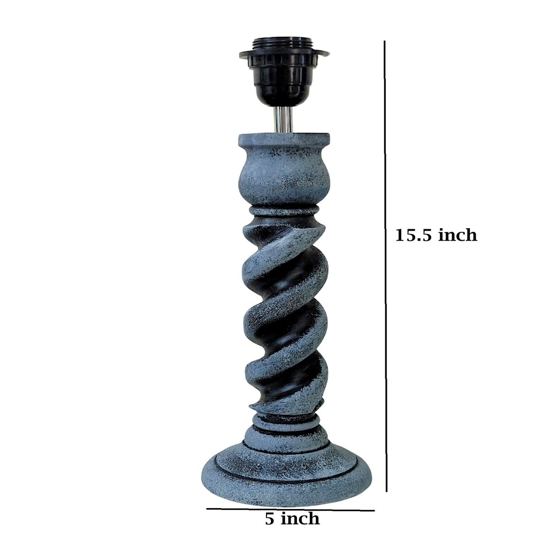 Rassi Stone Grey Black Wooden Table Lamp in Grey