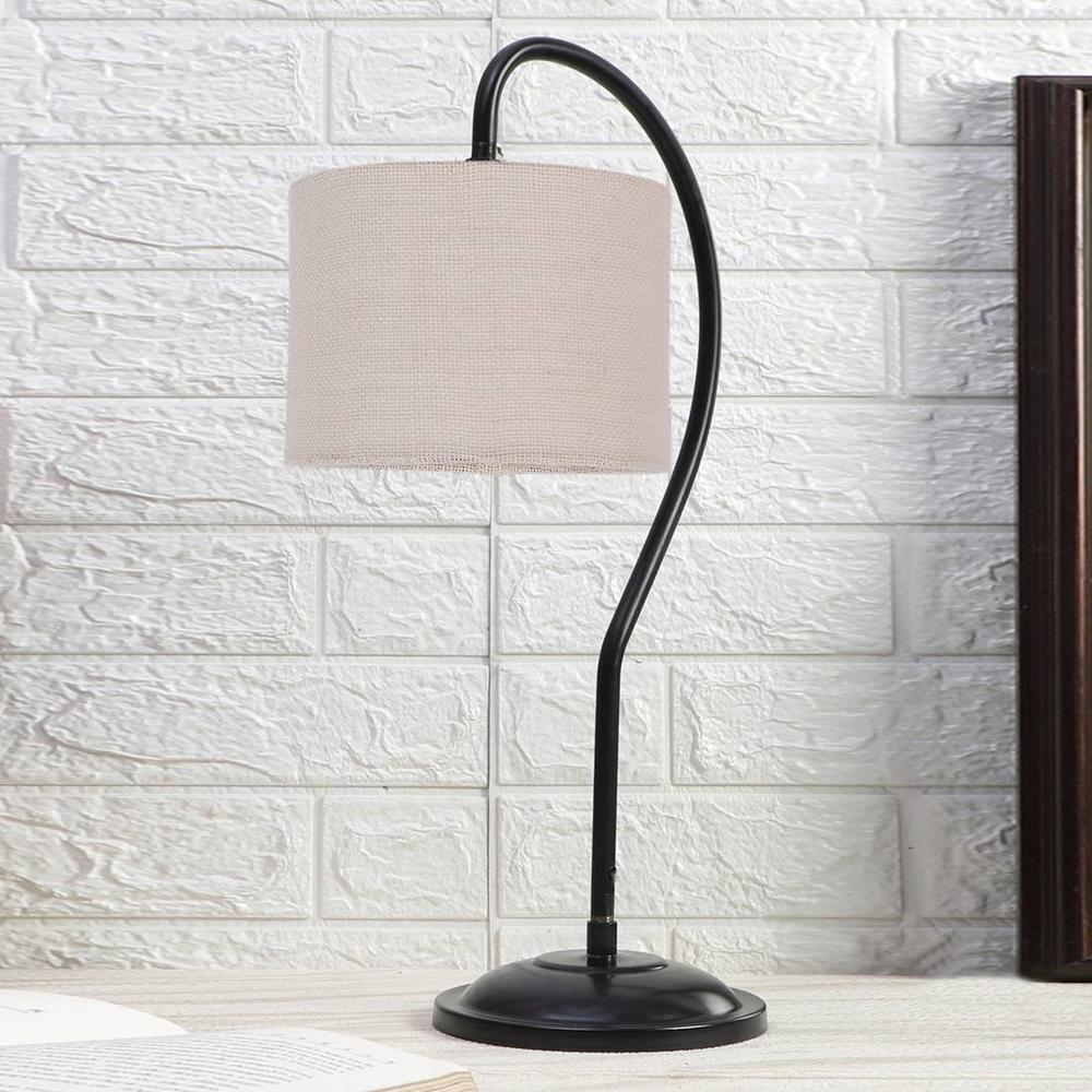 White Jute Curvy table lamp with Iron Base (SP09) - Devansh